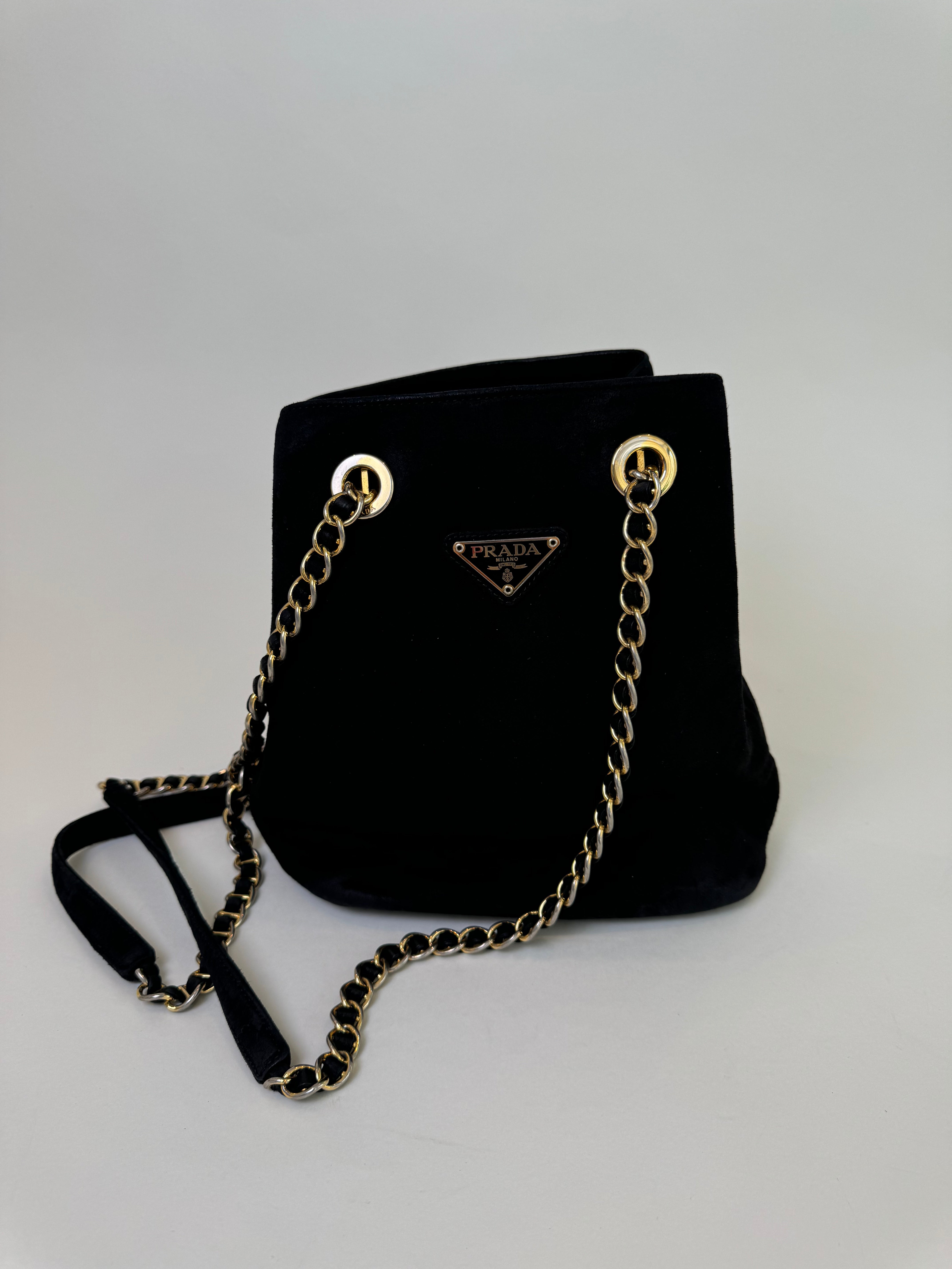 Prada Black Suede Shoulder Bag