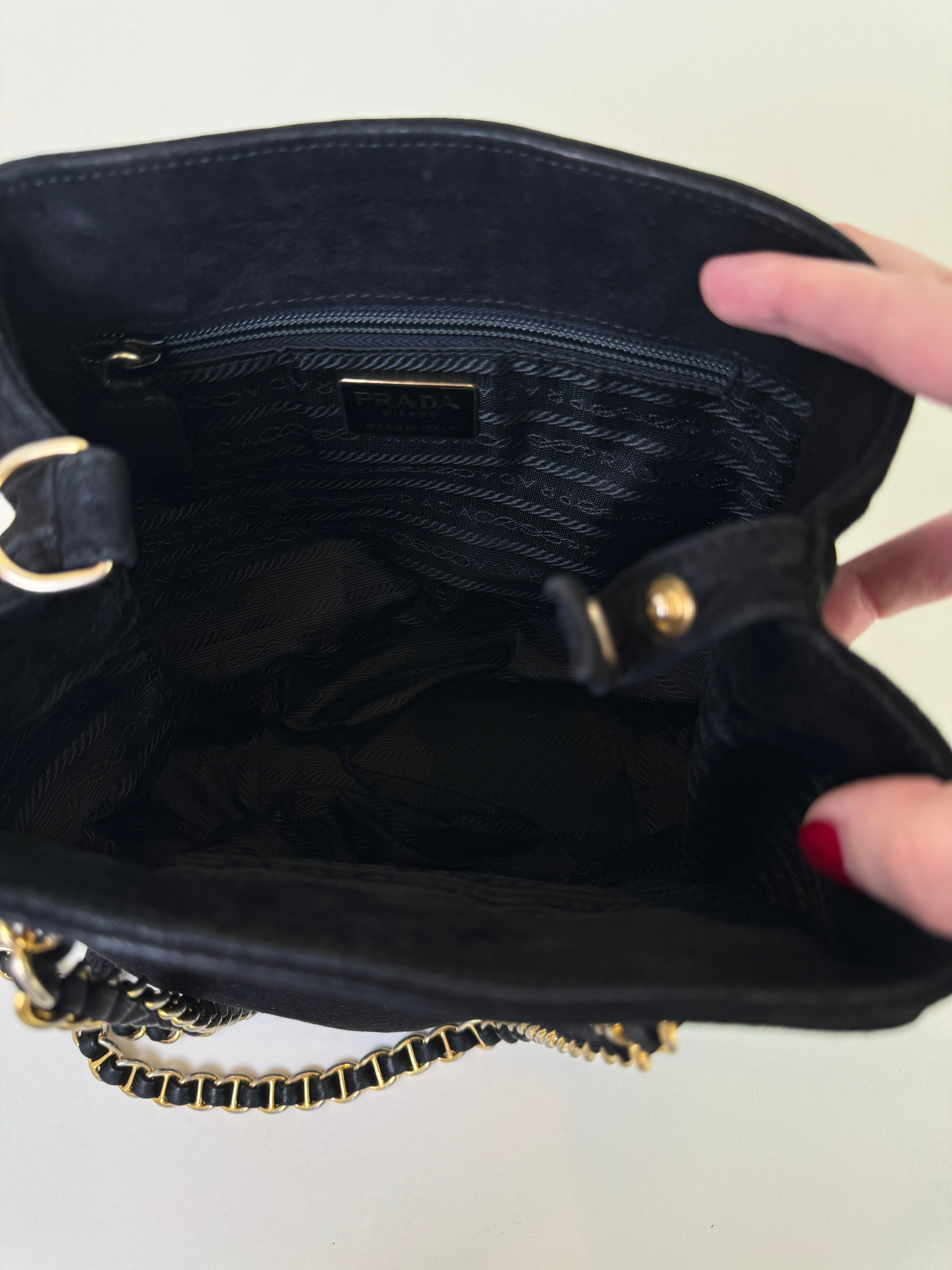 Prada Black Suede Shoulder Bag