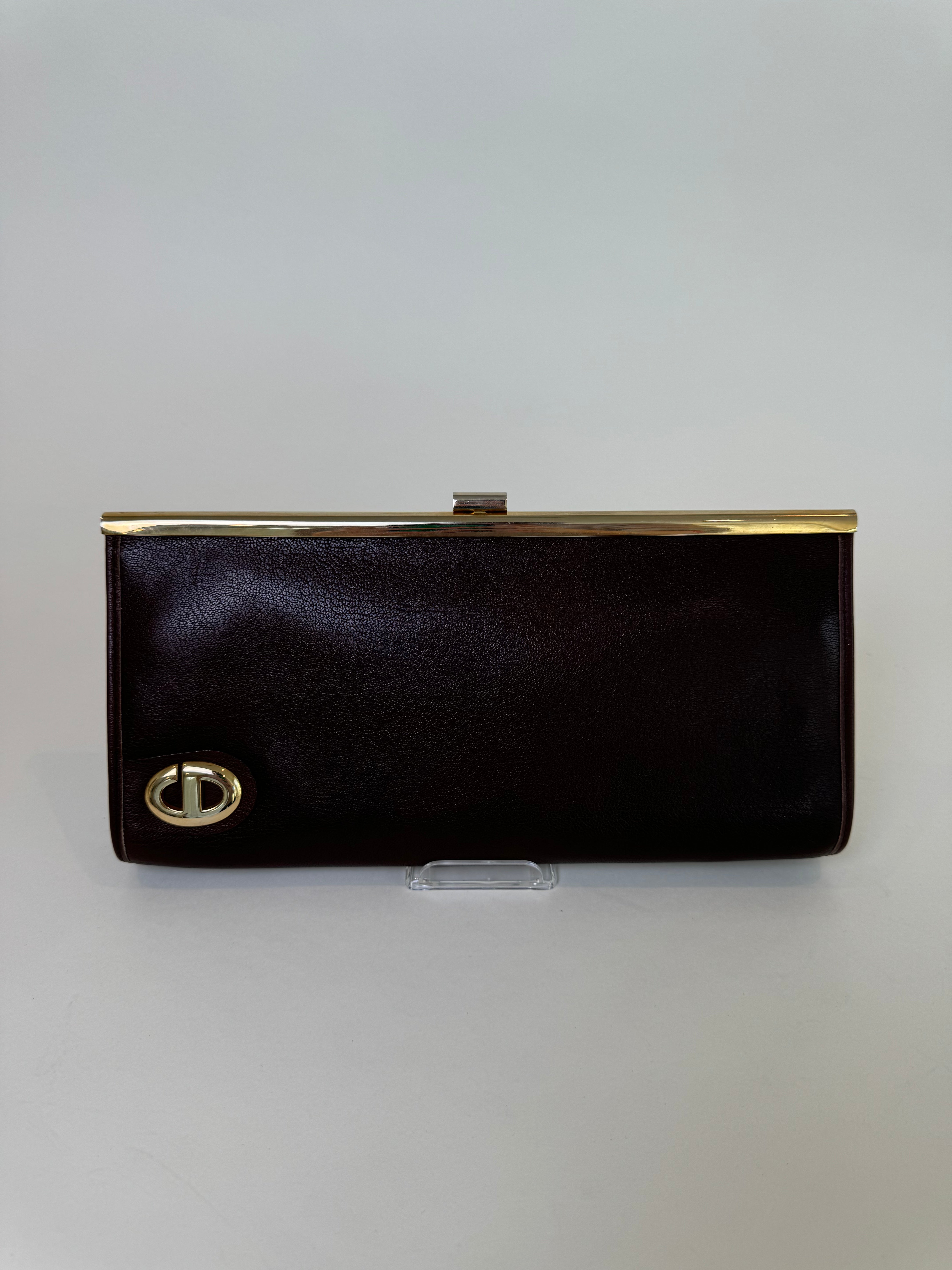 Christian Dior Brown Leather Clutch