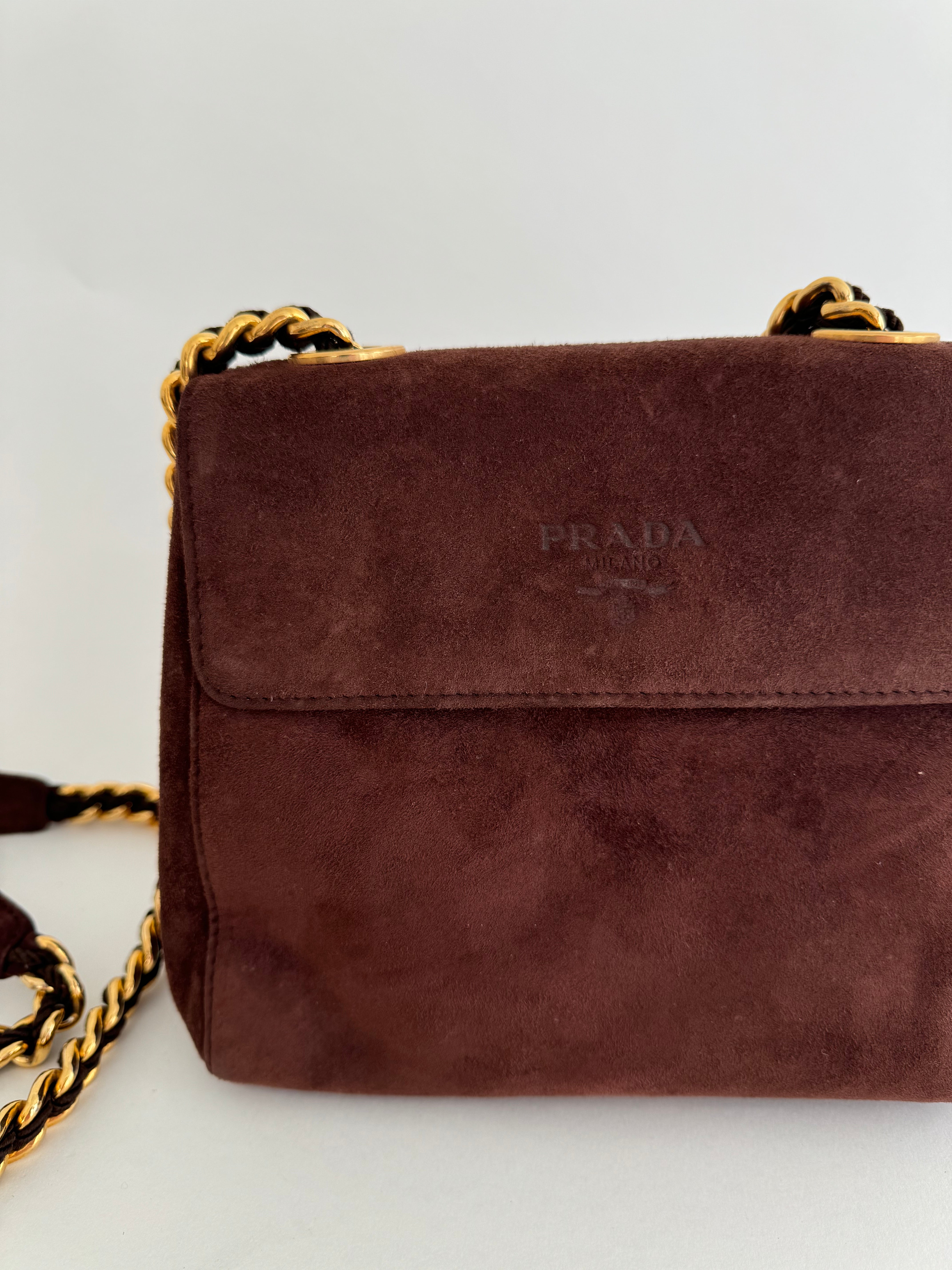 Prada Brown Suede Shoulder Bag