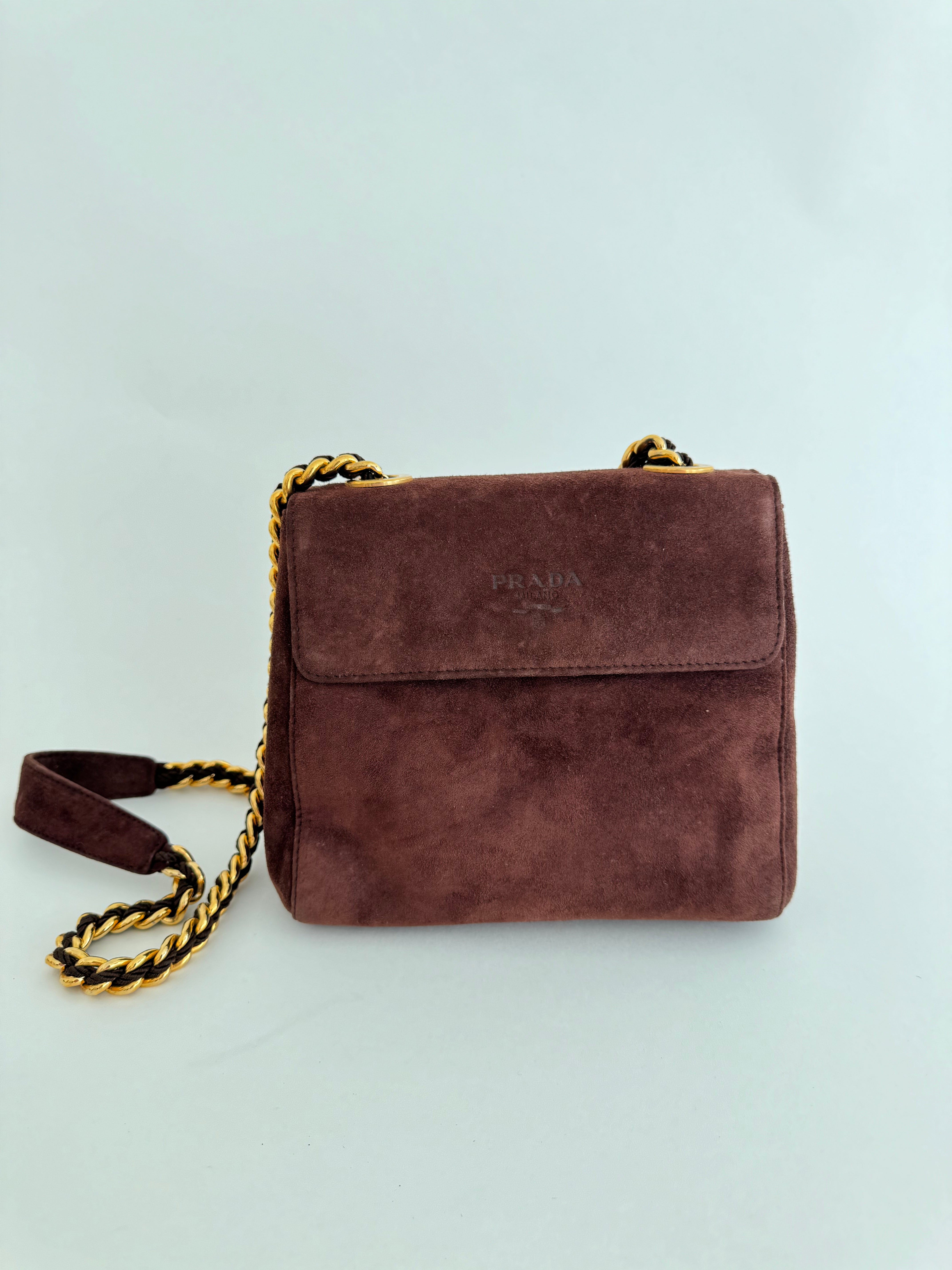 Prada Brown Suede Shoulder Bag