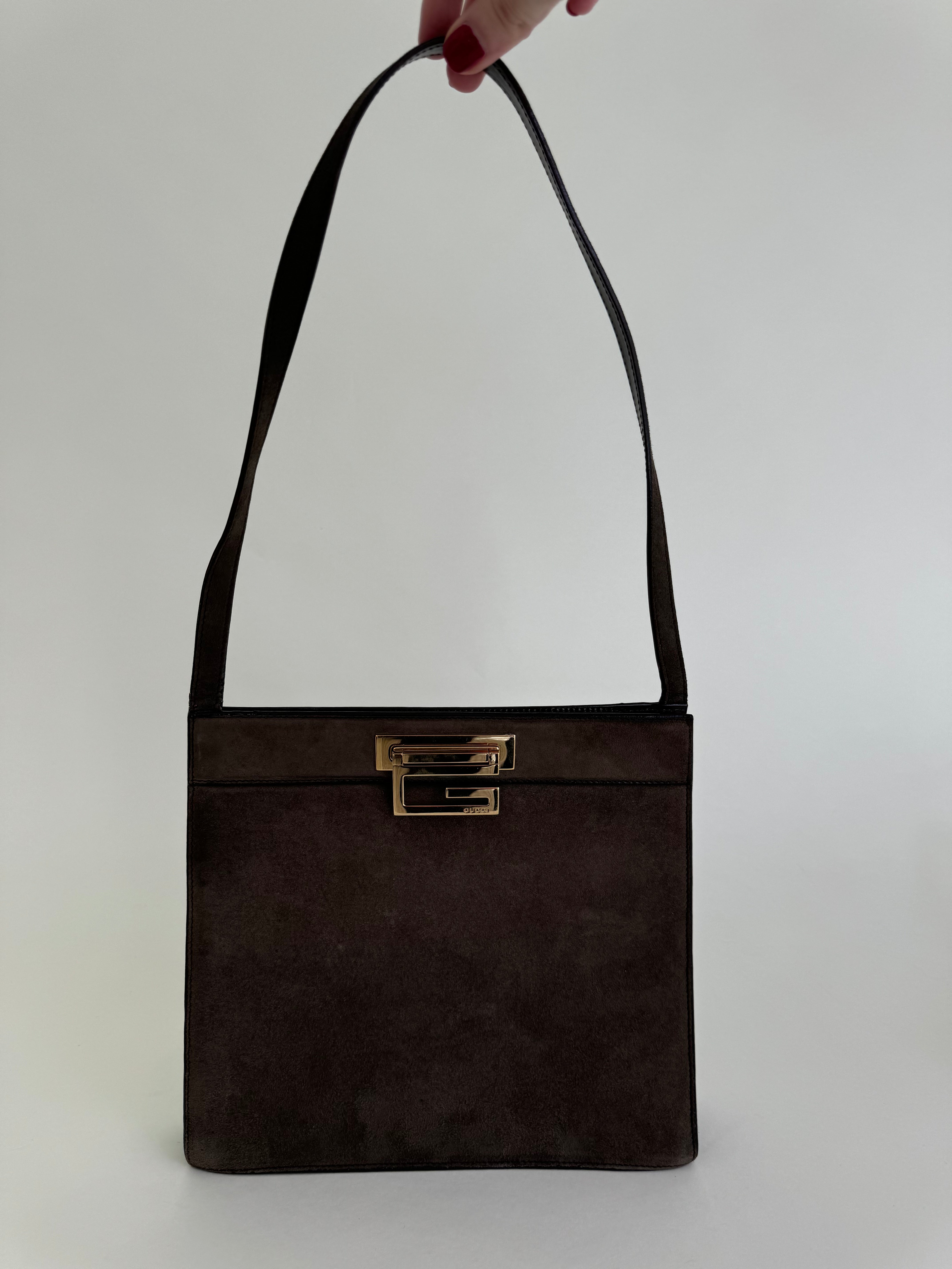 Gucci Tom Ford Brown Suede Shoulder Bag