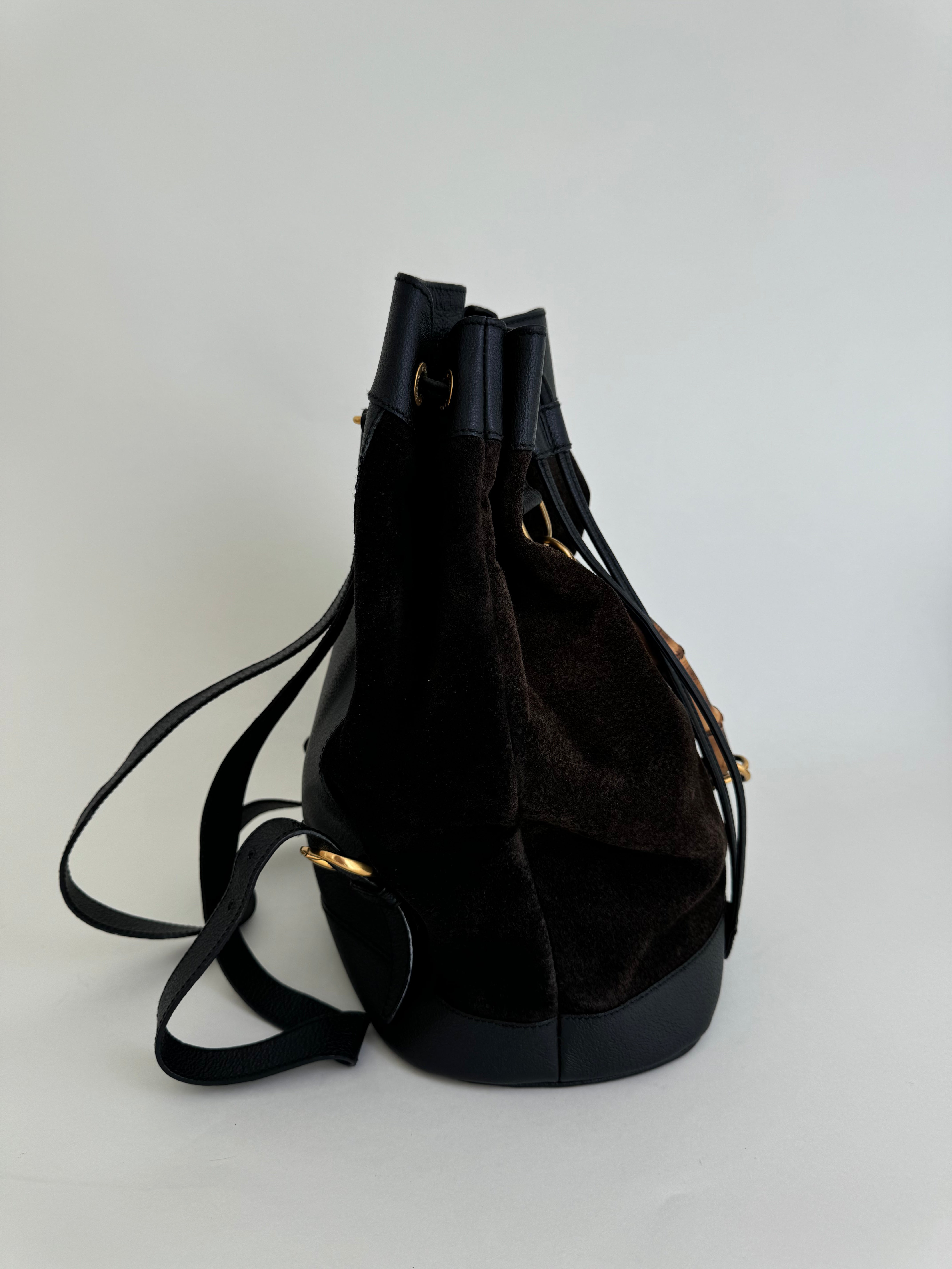 Gucci Bamboo Brown Suede Backpack