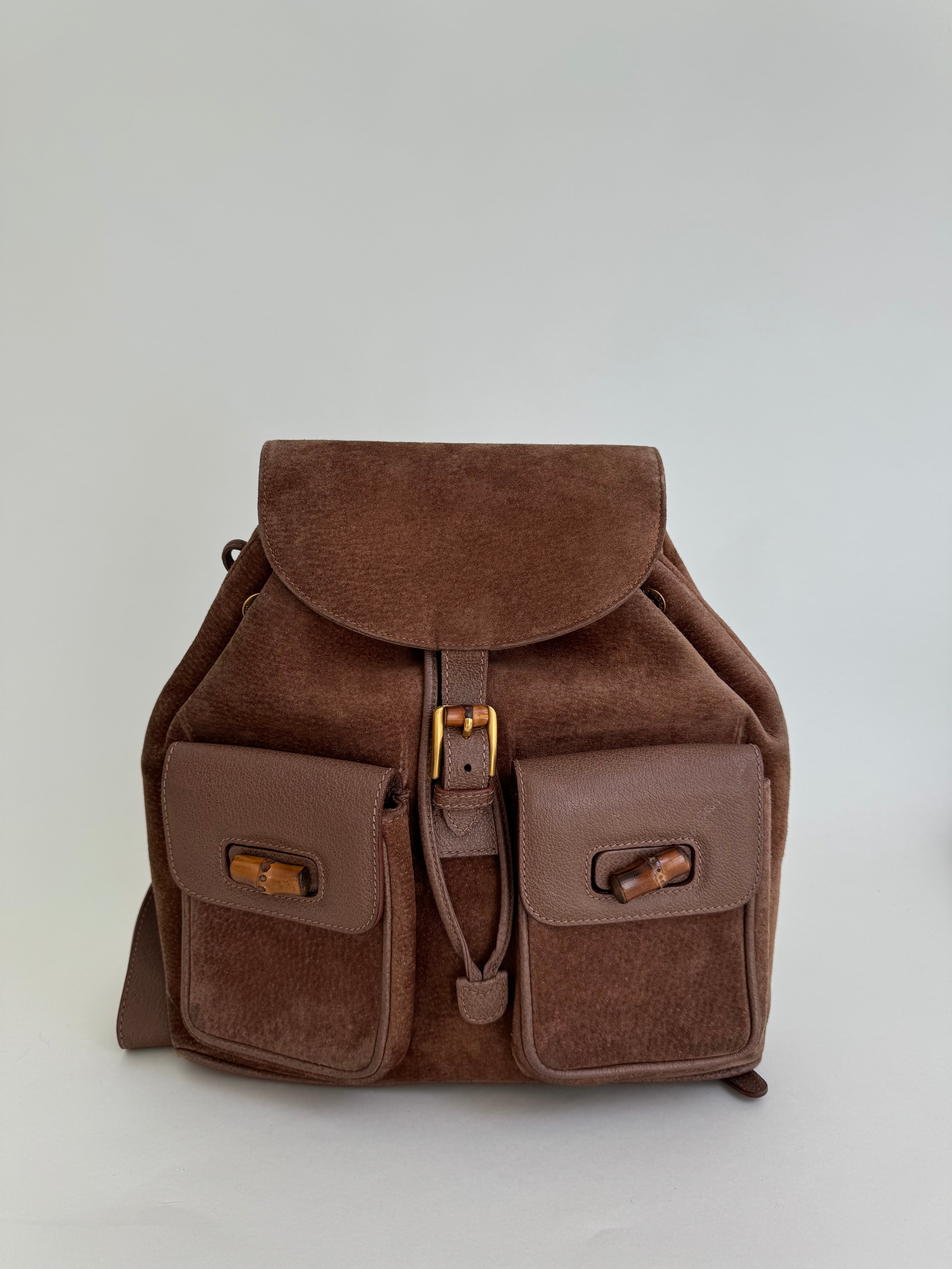 Gucci Bamboo Brown Suede Backpack