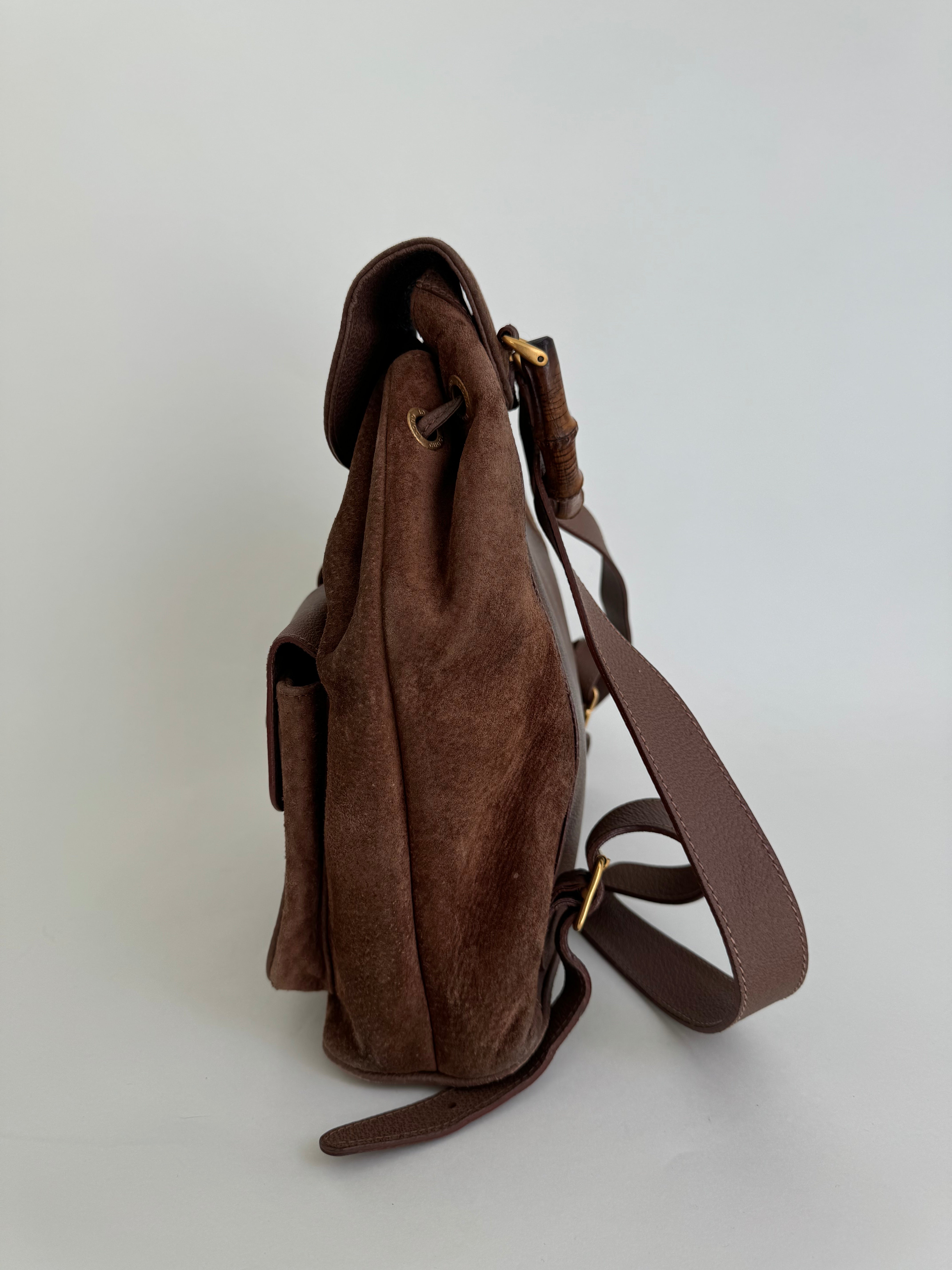 Gucci Bamboo Brown Suede Backpack