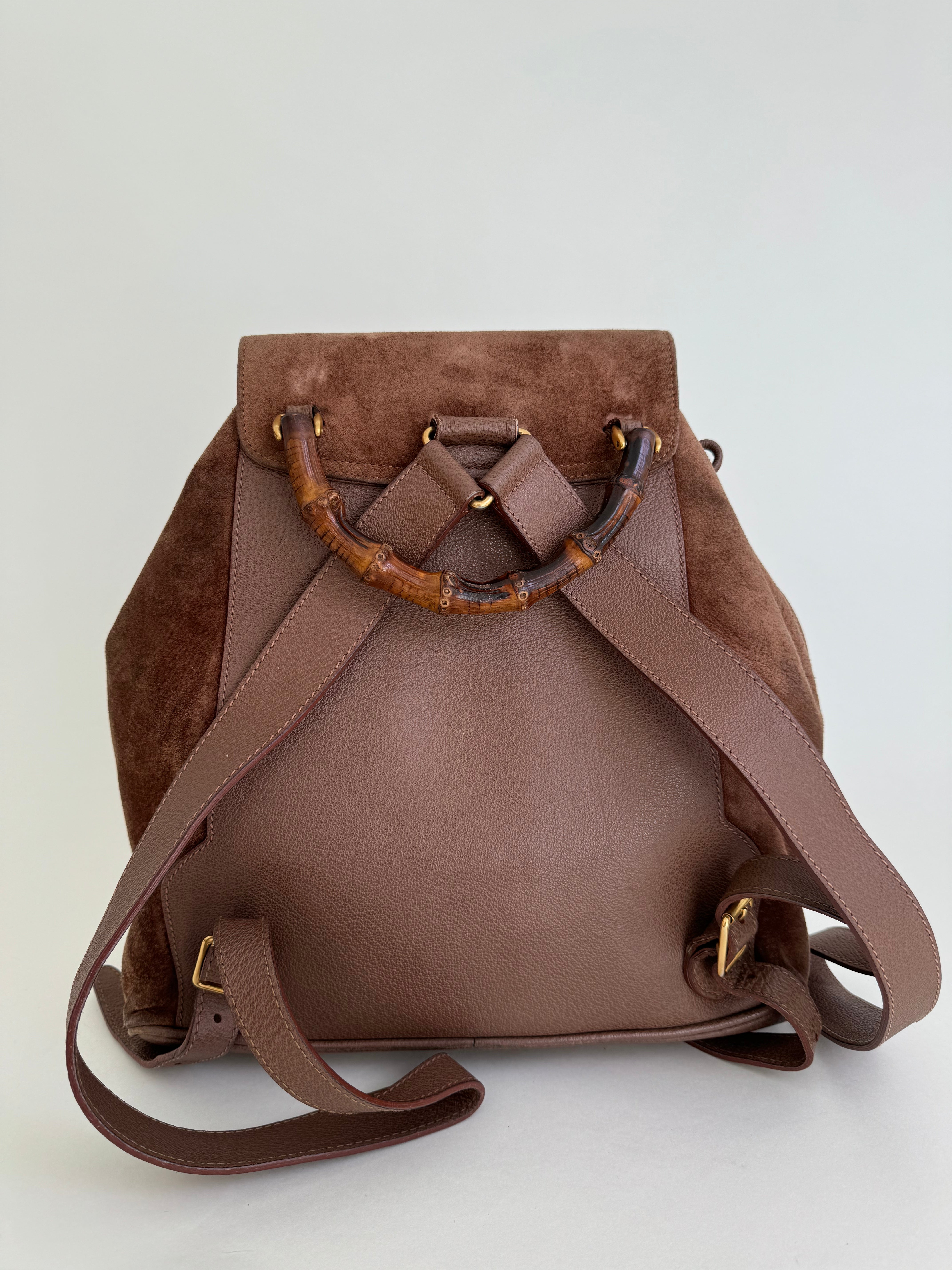 Gucci Bamboo Brown Suede Backpack