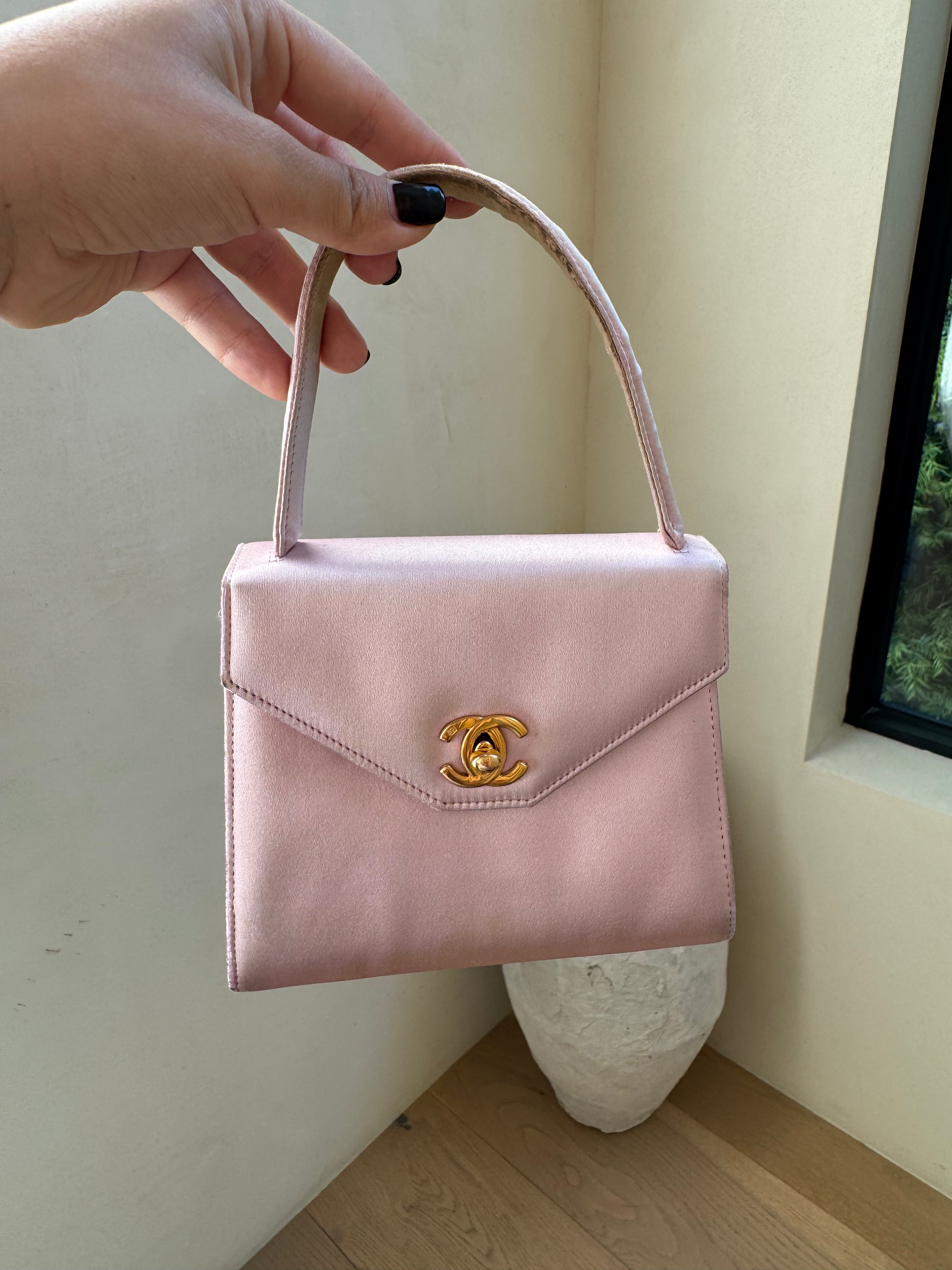 Chanel Vintage Pink Satin Handbag