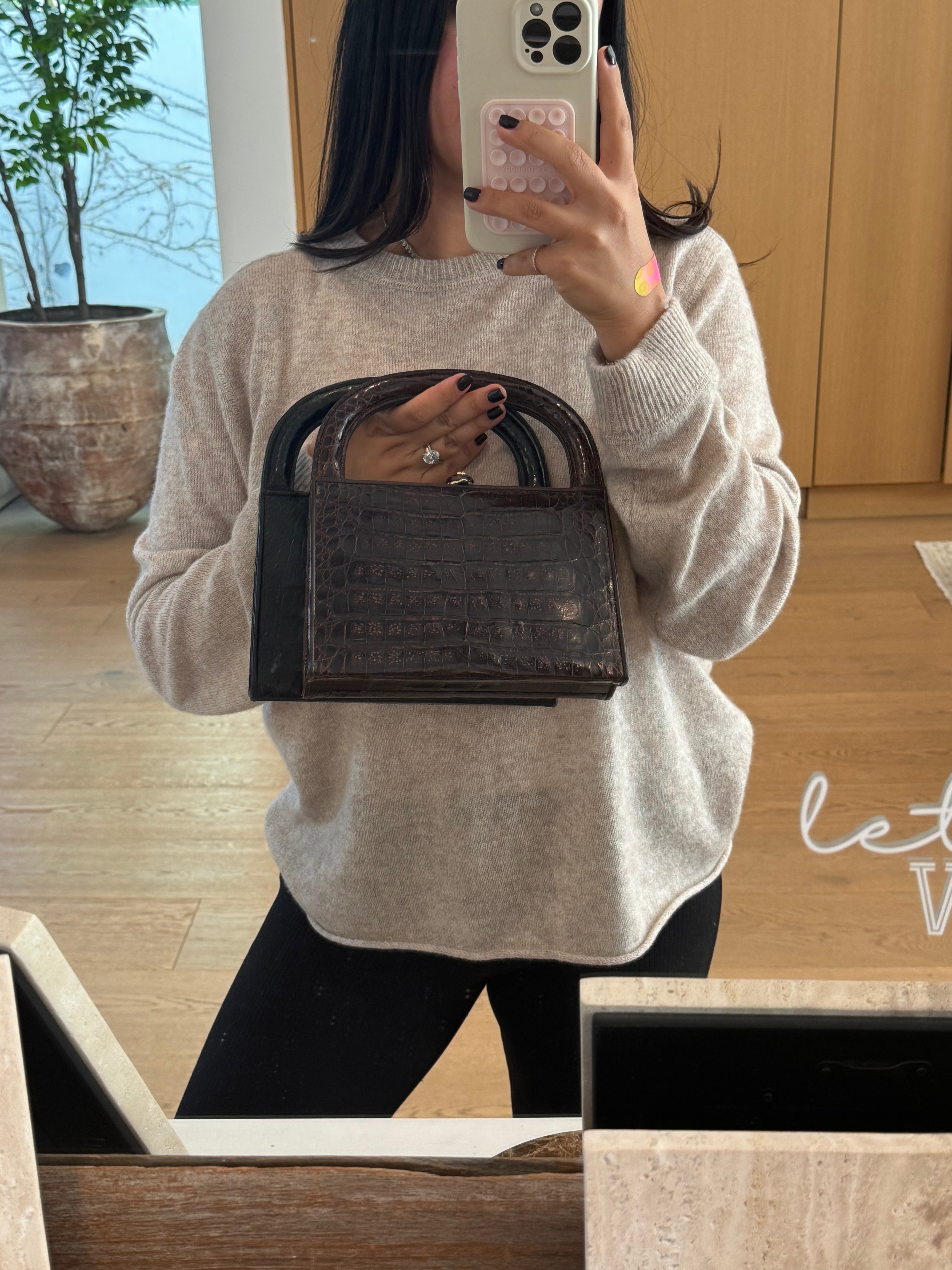 Chanel Vintage Crocodile Handbag Black