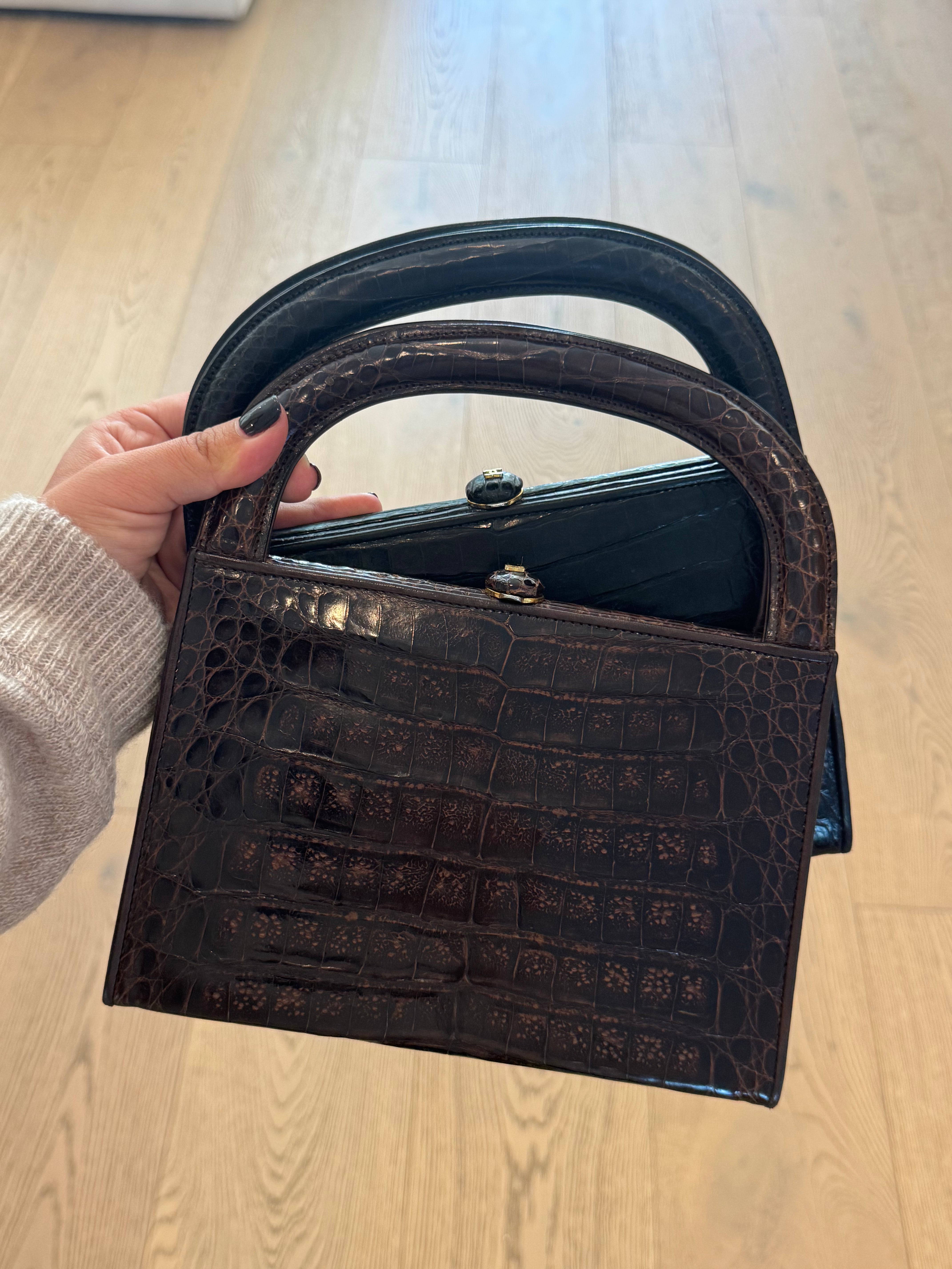 Chanel Vintage Crocodile Handbag Brown