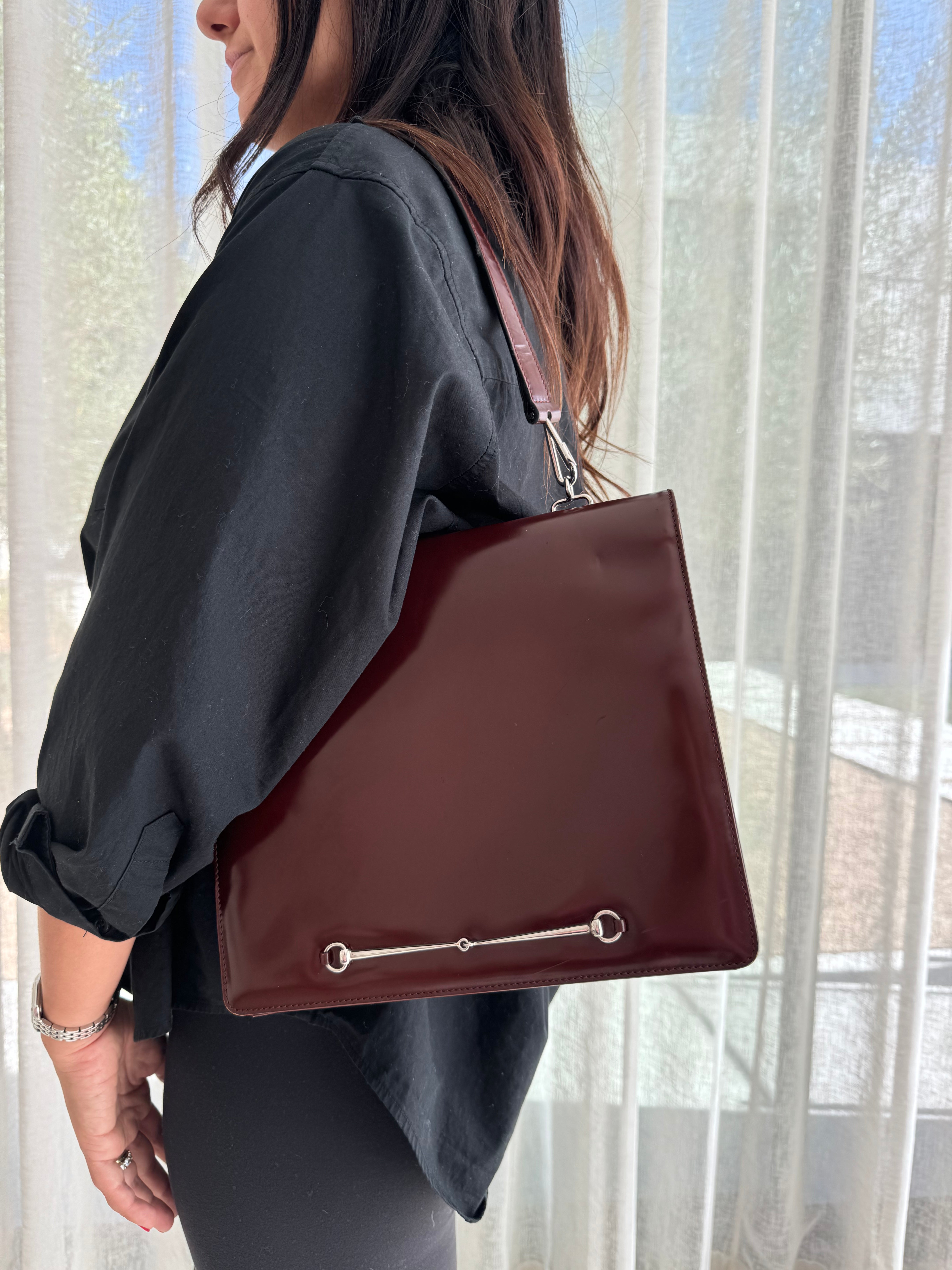 Gucci Tom Ford Horsebit Shoulder Bag/Clutch Burgundy