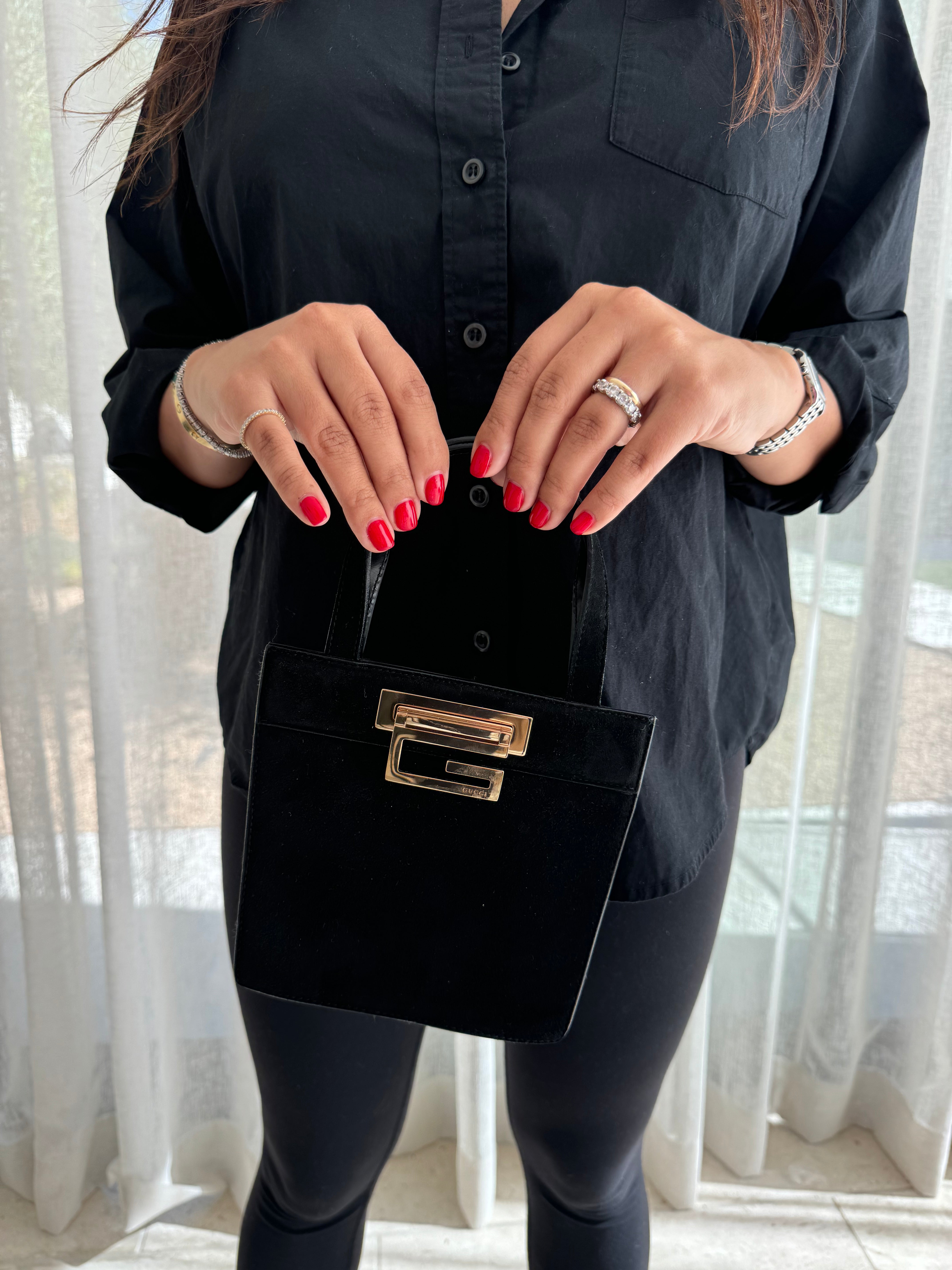 Gucci Black Suede Handbag