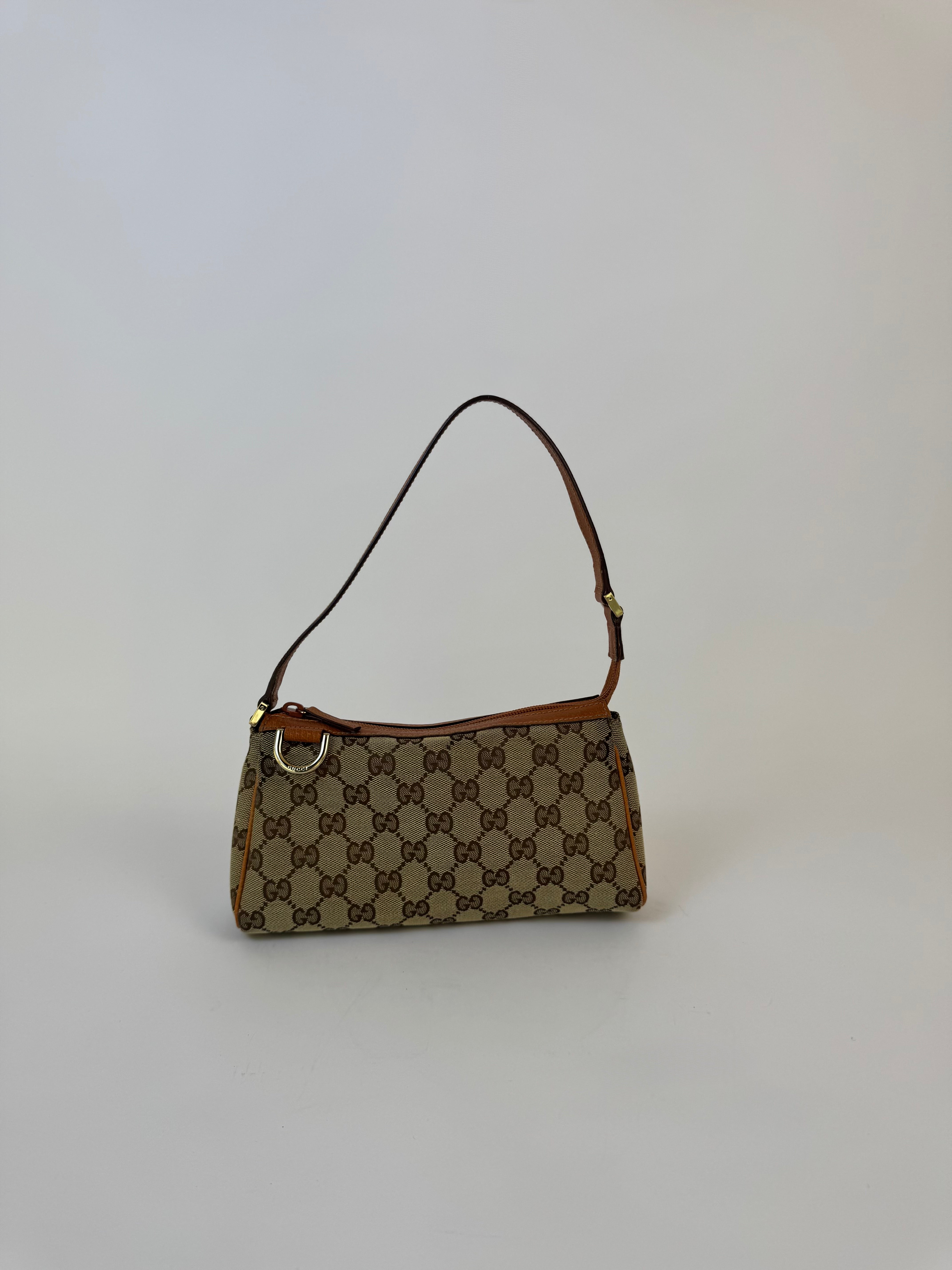 Gucci Brown Canvas Logo Shoulder Bag