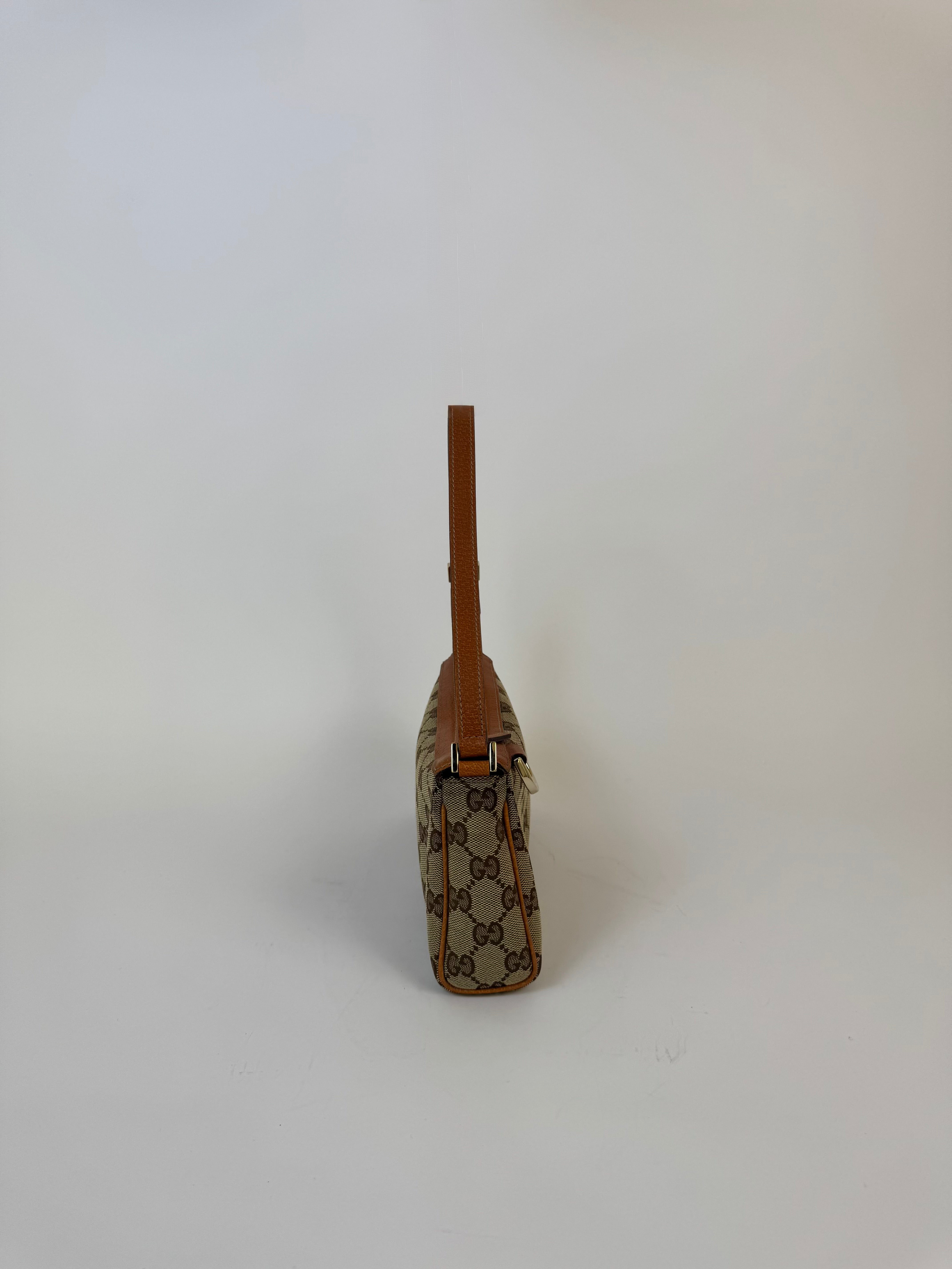 Gucci Brown Canvas Logo Shoulder Bag