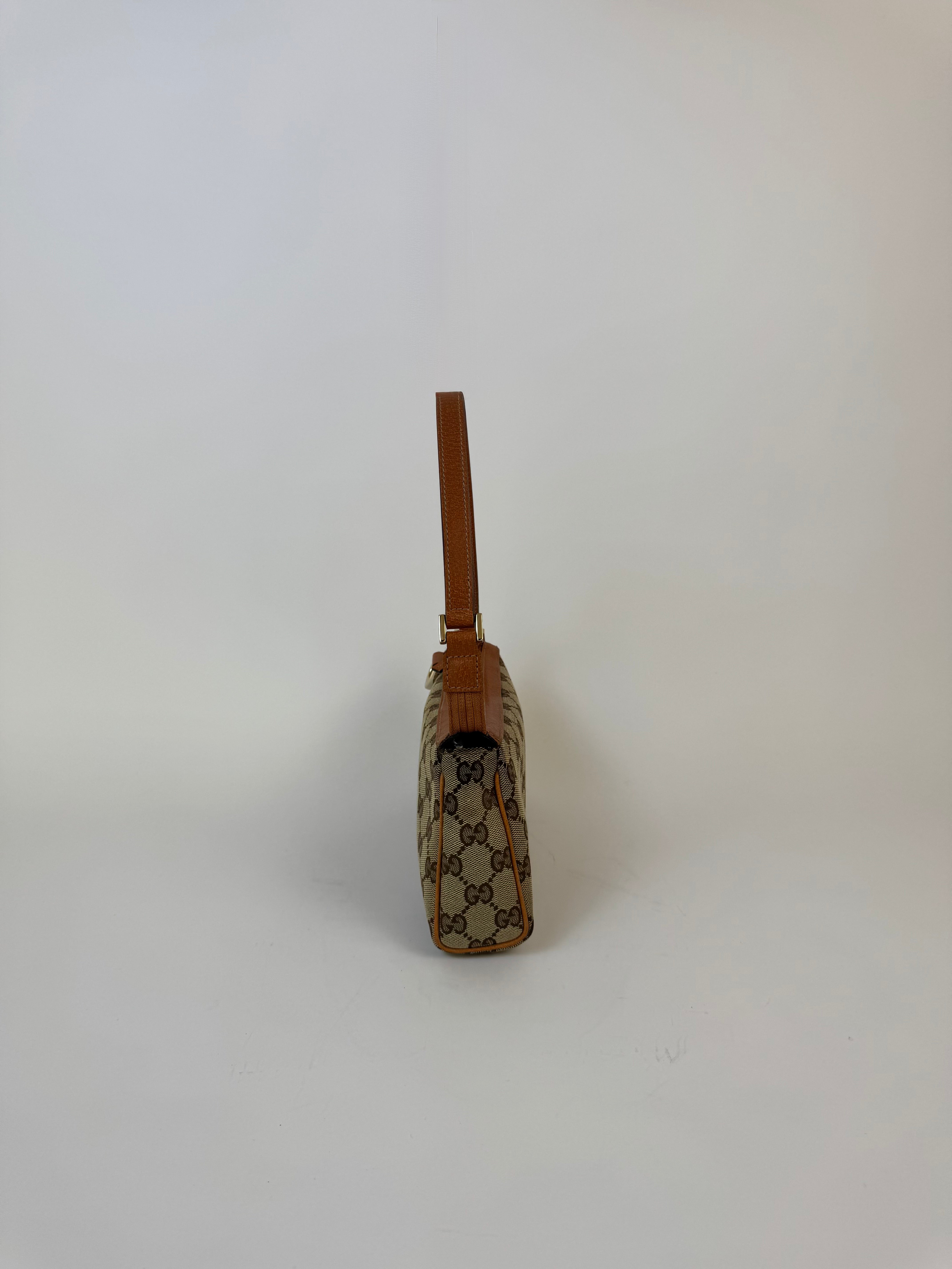 Gucci Brown Canvas Logo Shoulder Bag