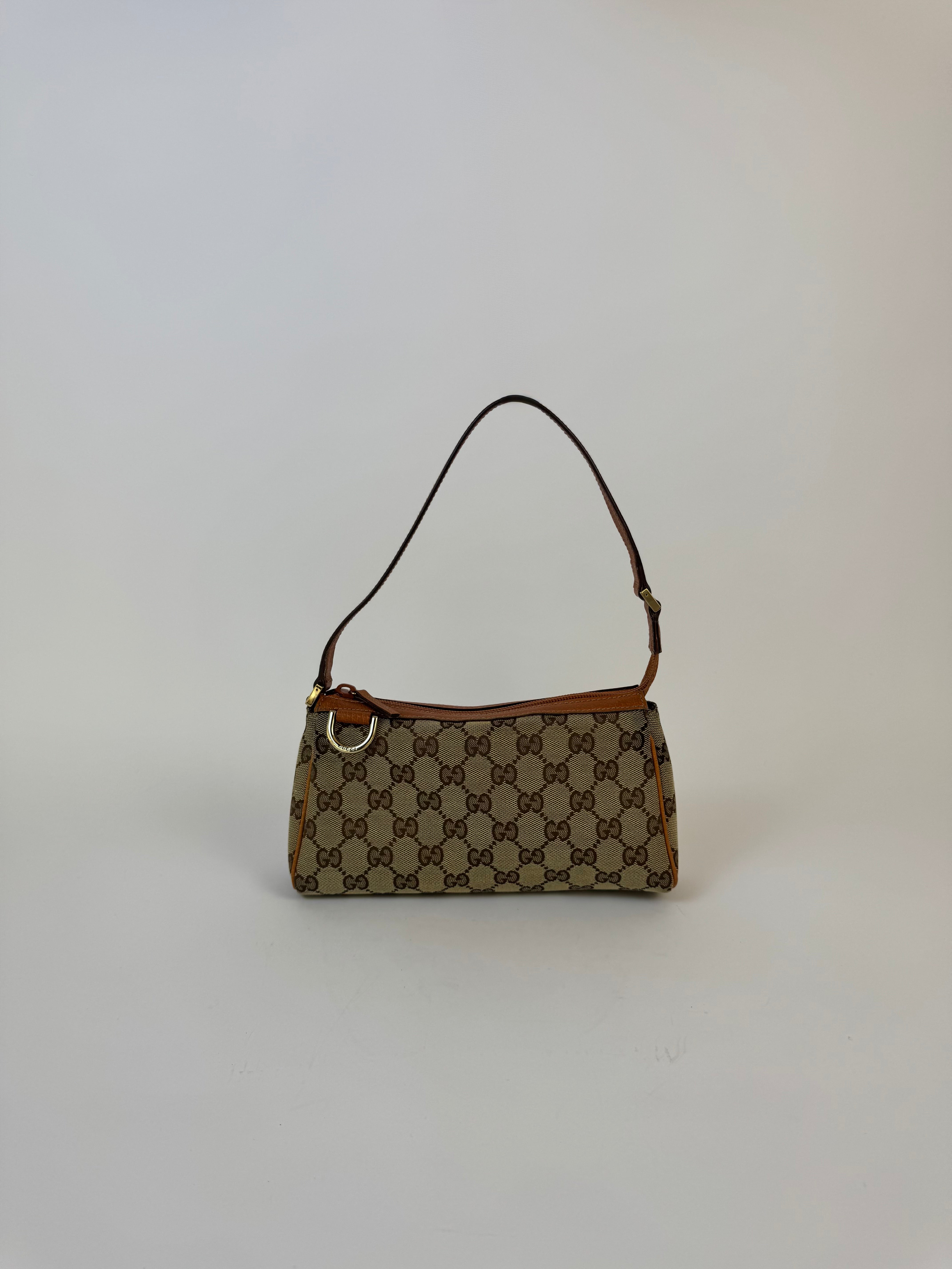 Gucci Brown Canvas Logo Shoulder Bag