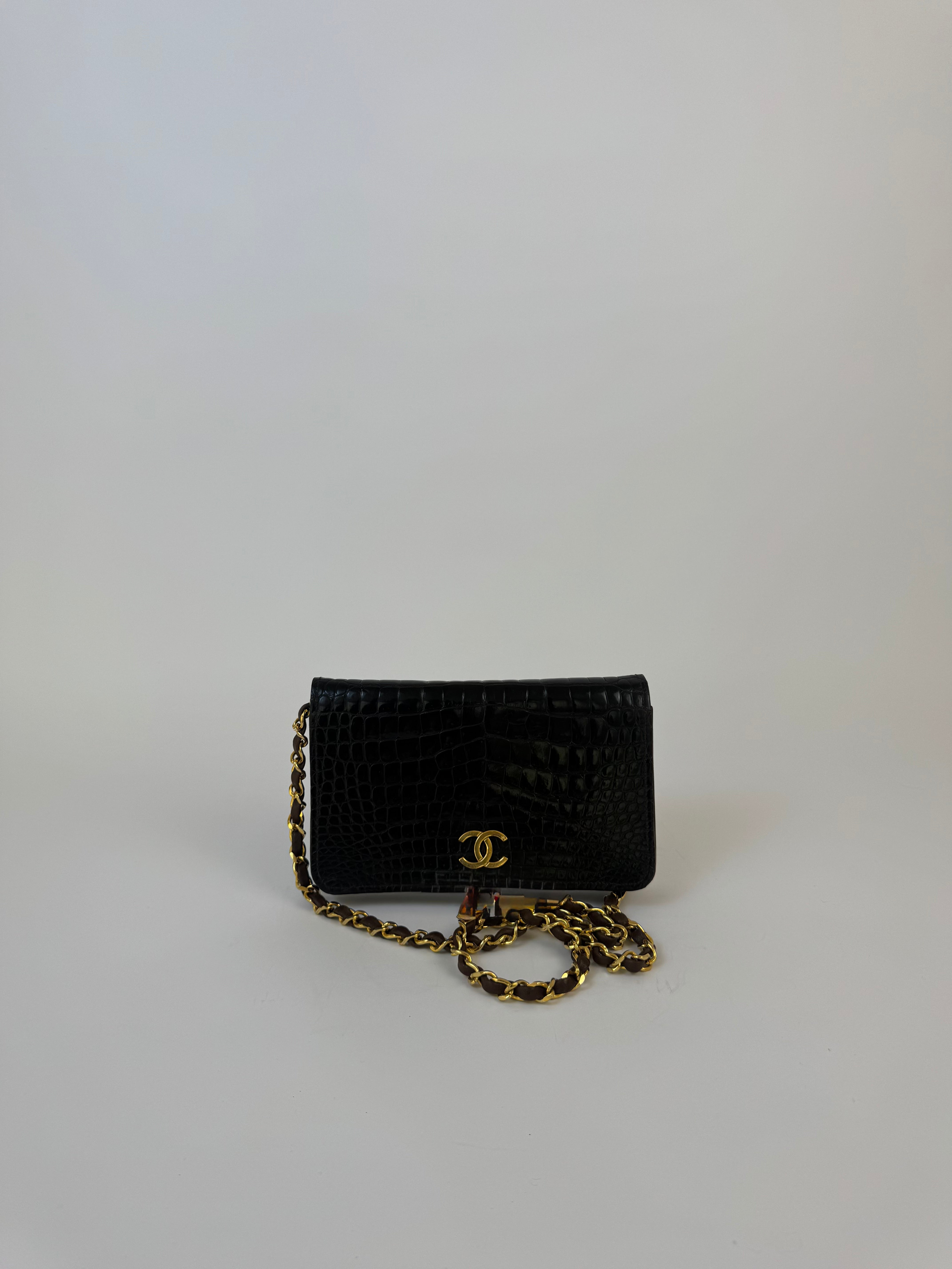Chanel Vintage Crocodile Mini Flap Clutch