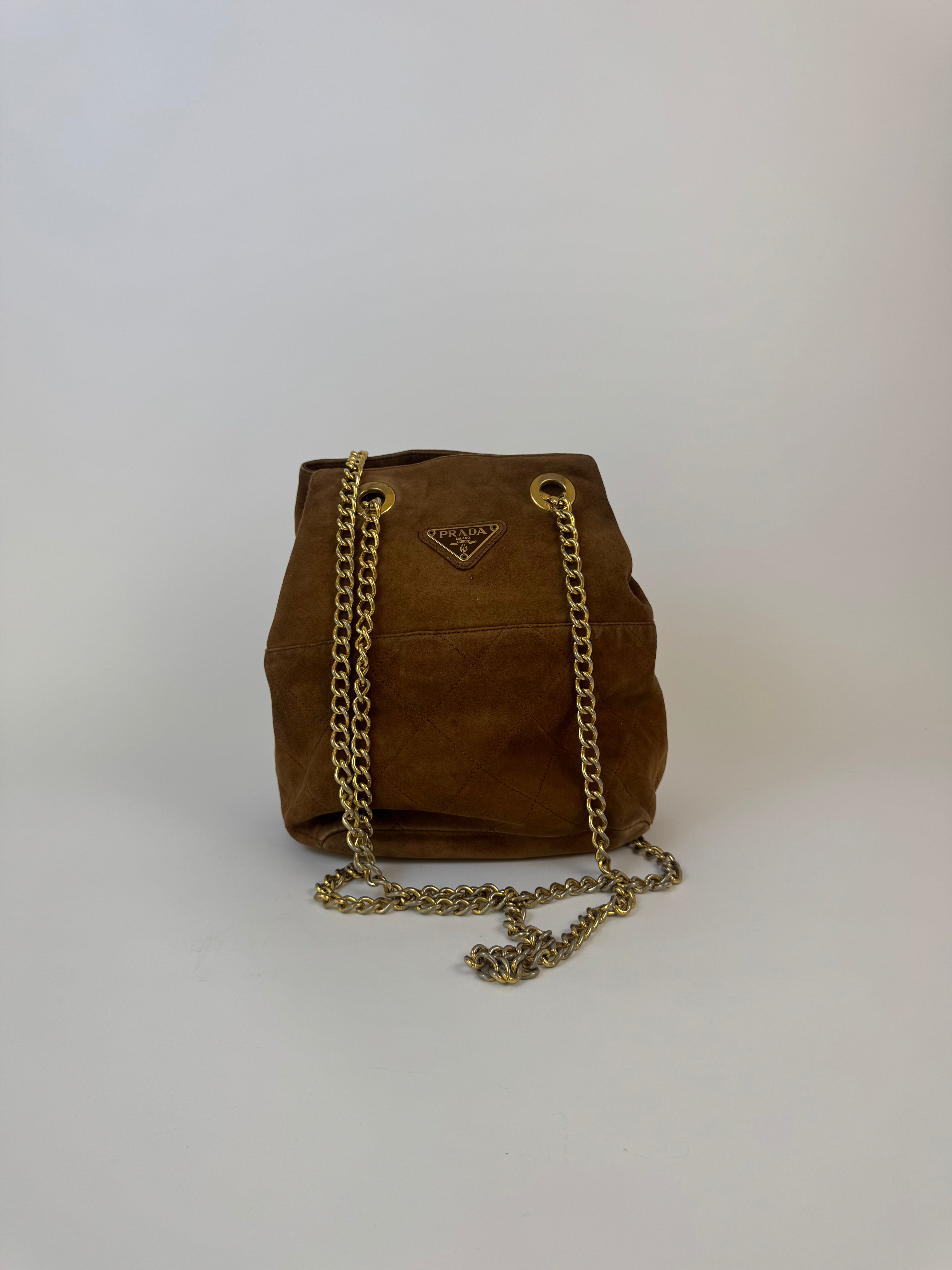 Prada Brown Suede Shoulder Bag