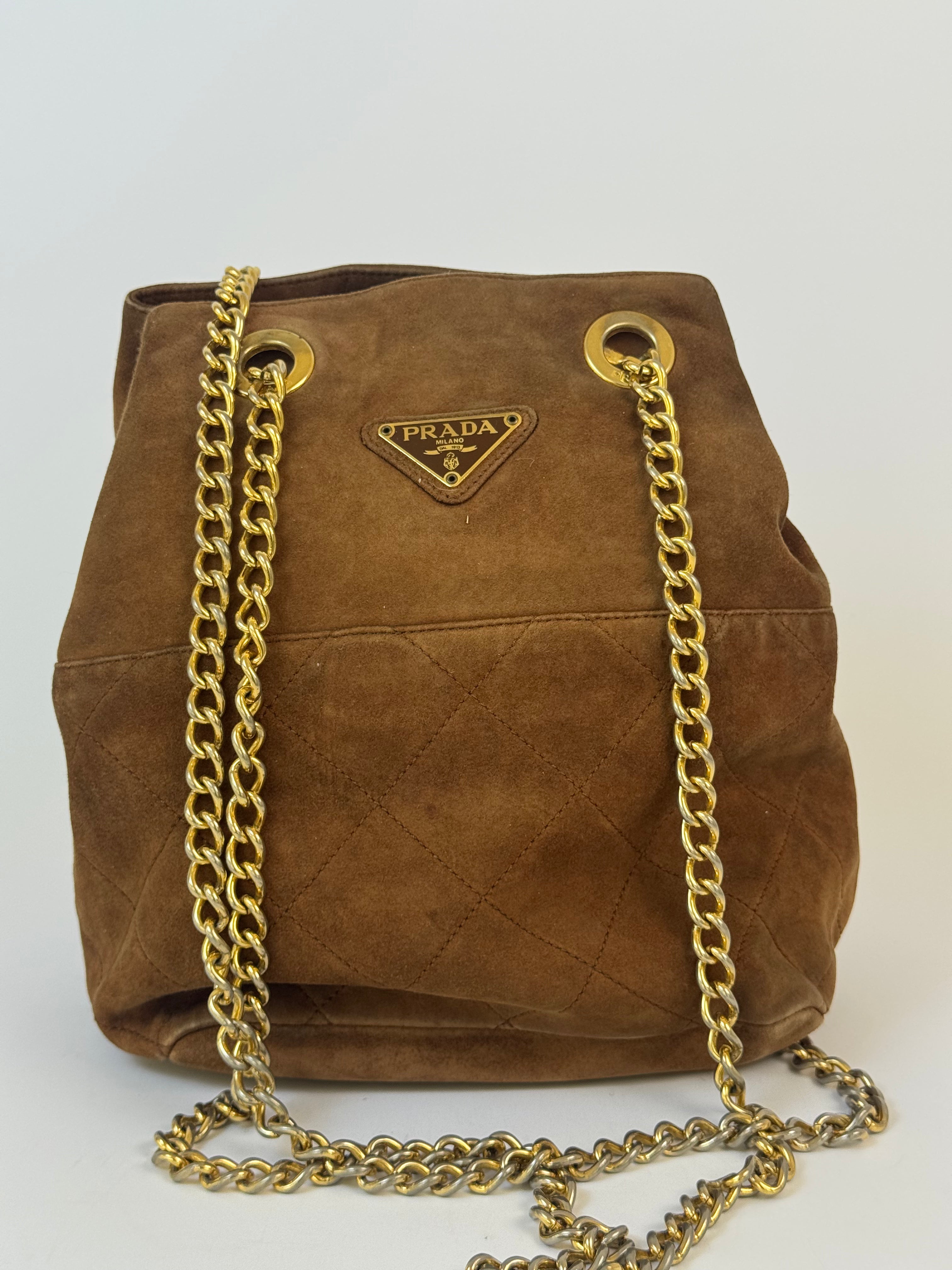 Prada Brown Suede Shoulder Bag