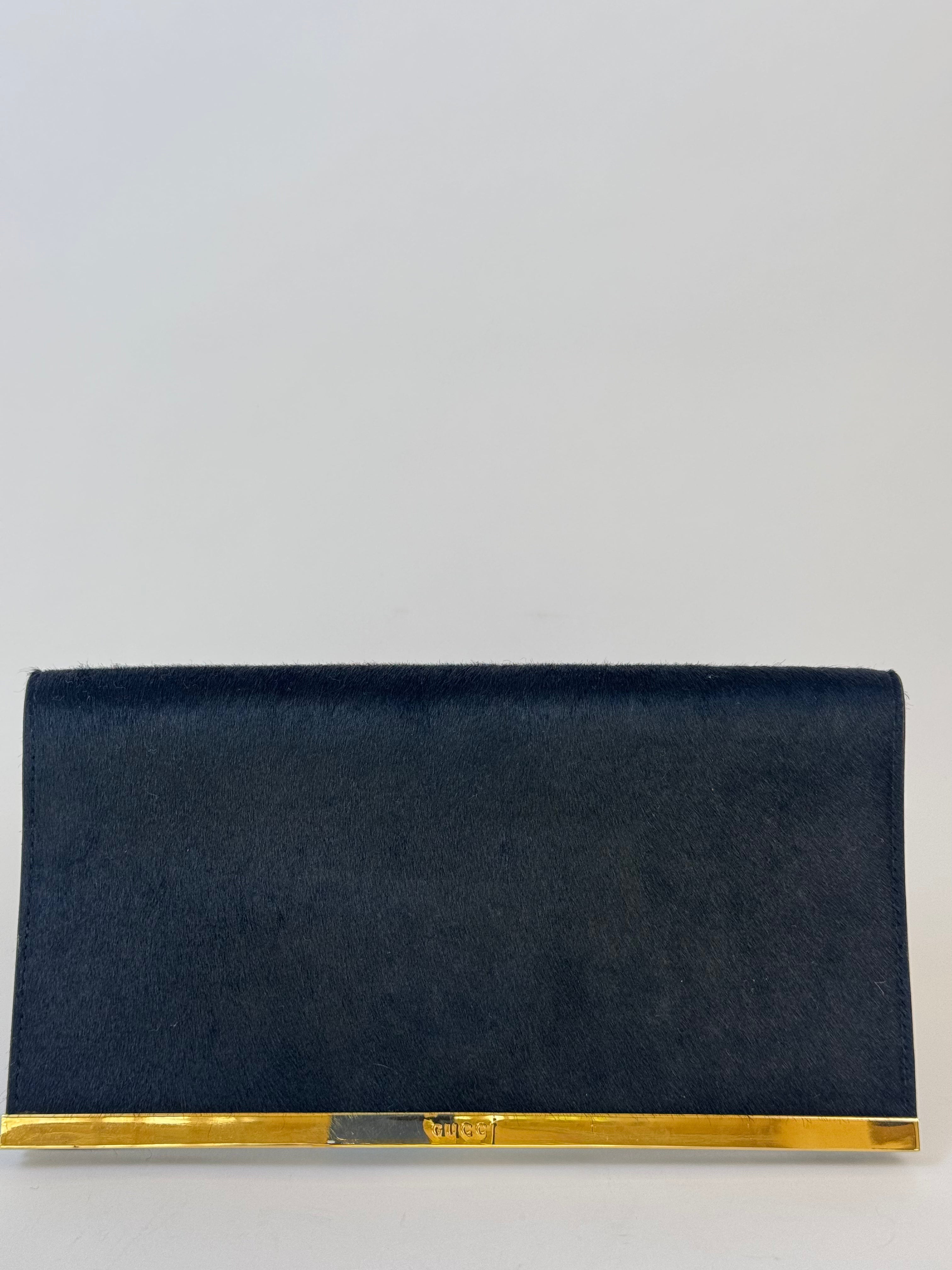 Gucci Tom Ford Black Pony Hair Clutch
