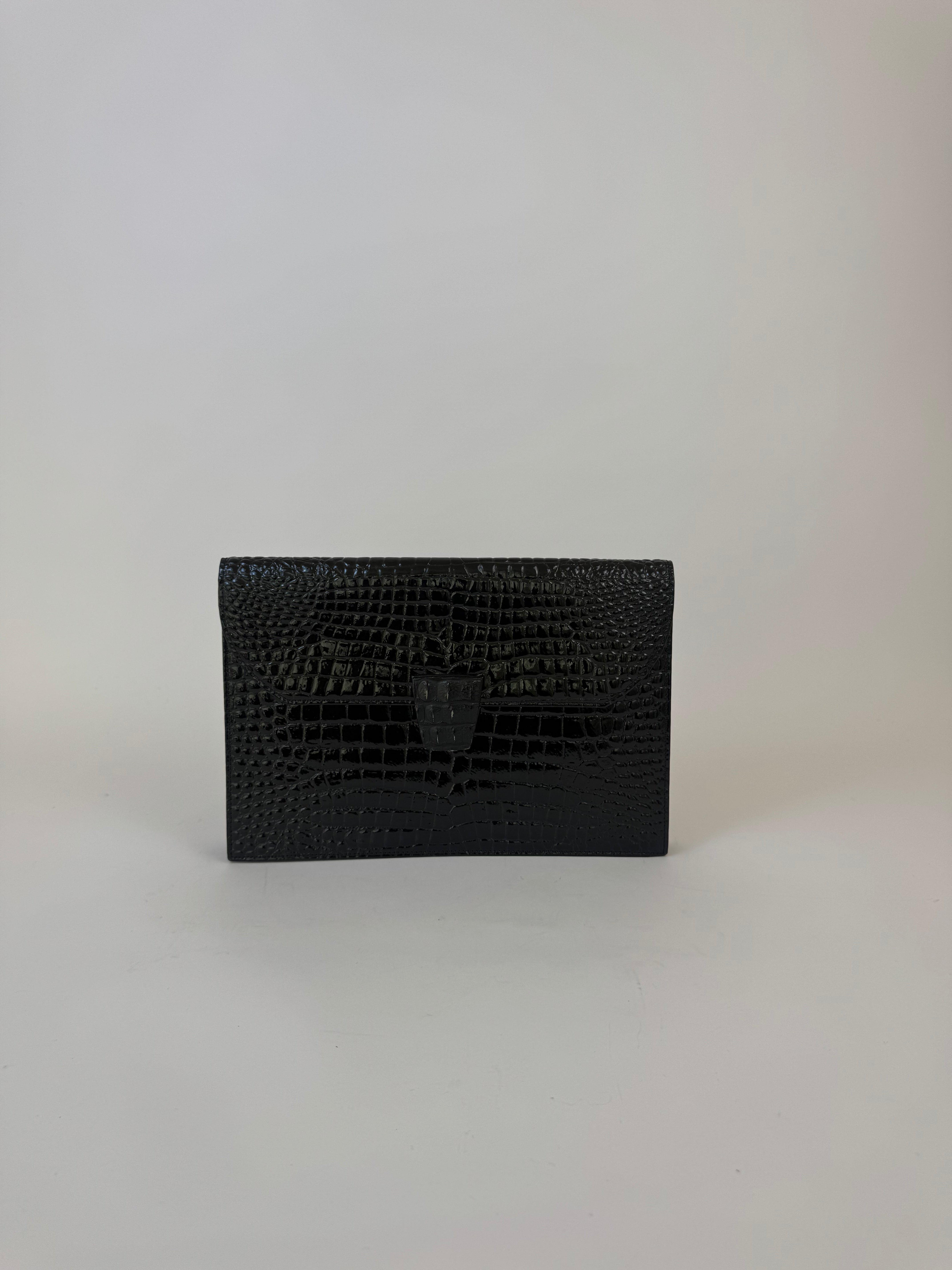 YSL Croc Embossed Clutch
