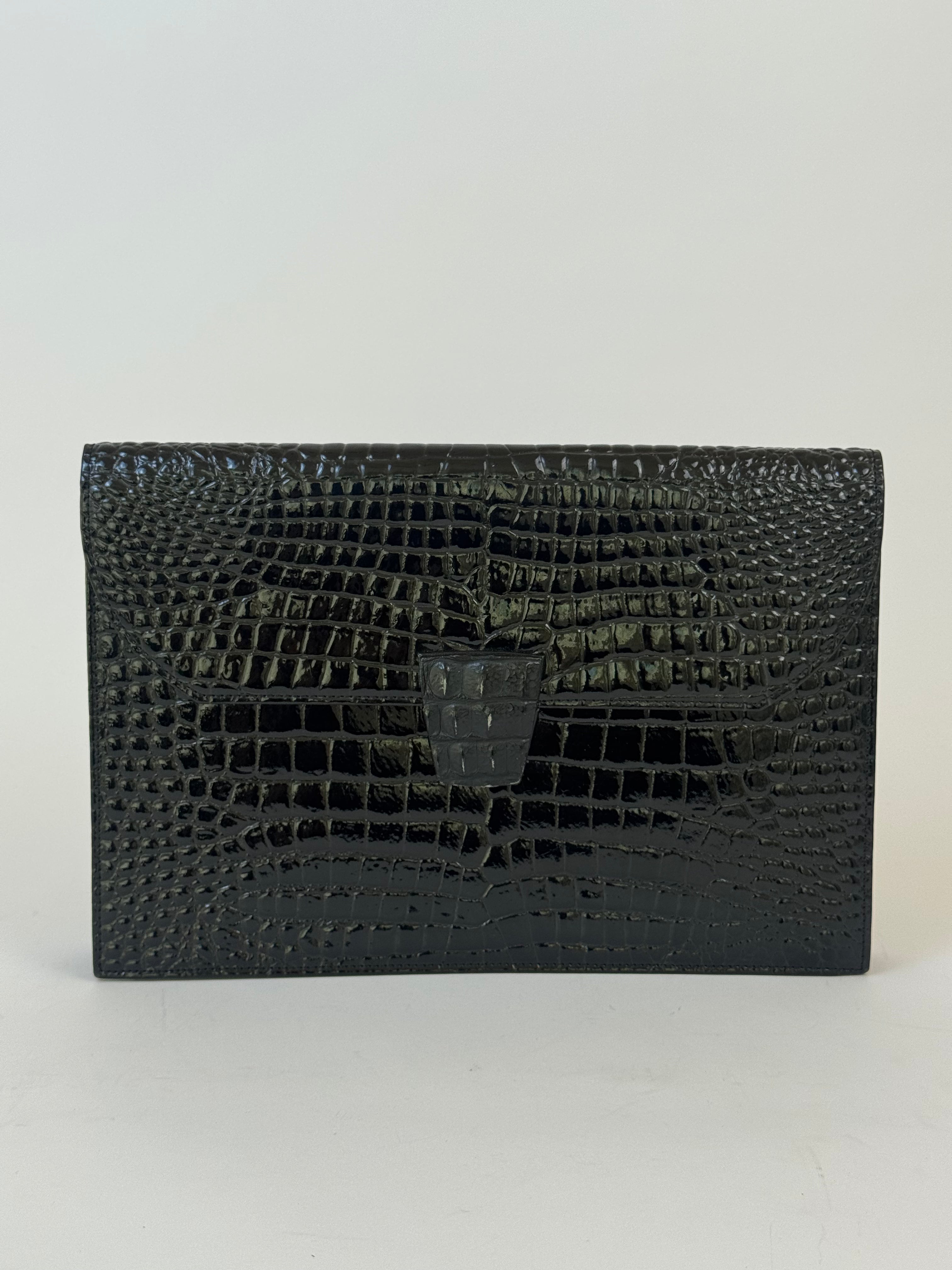 YSL Croc Embossed Clutch
