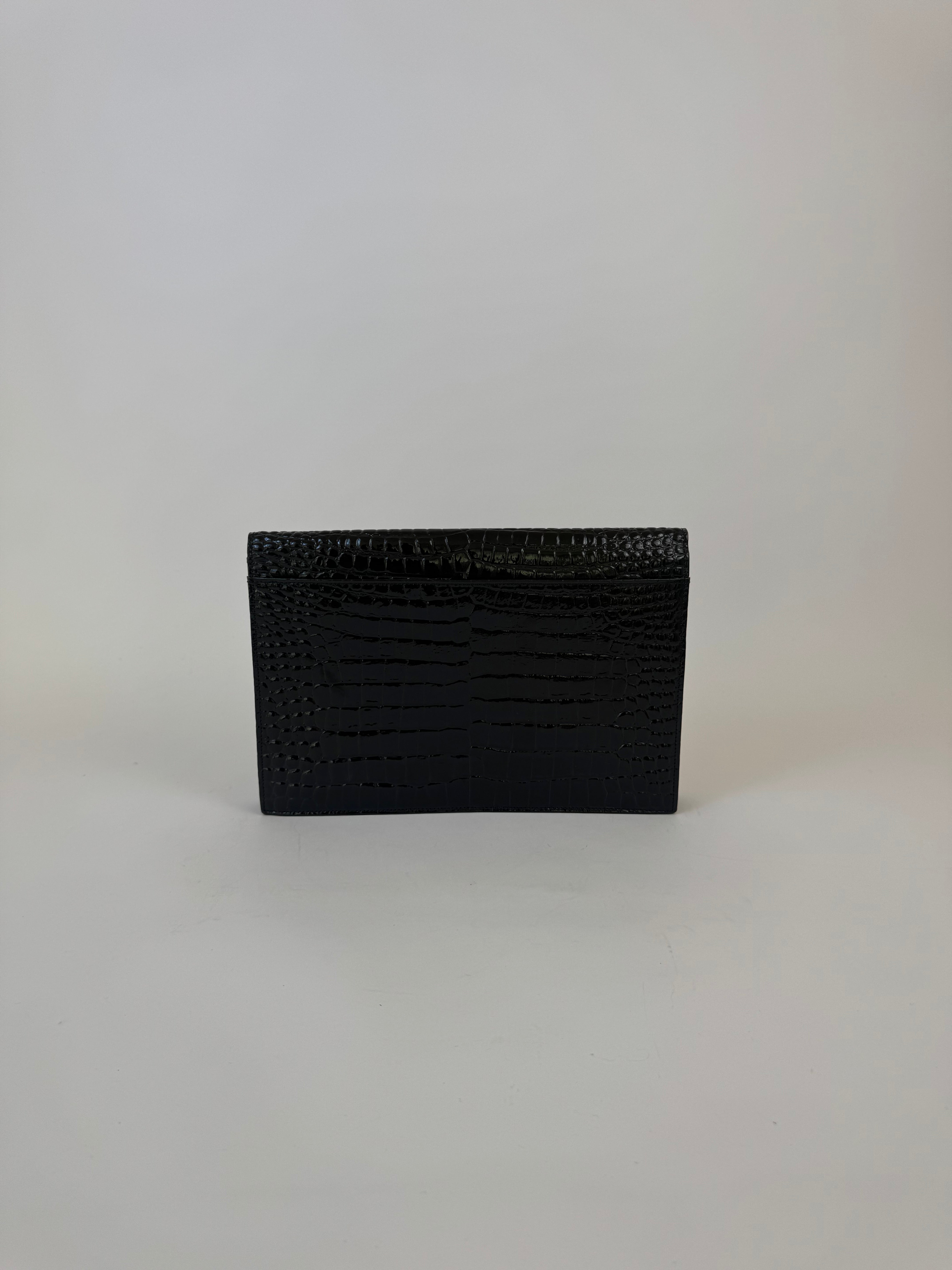YSL Croc Embossed Clutch