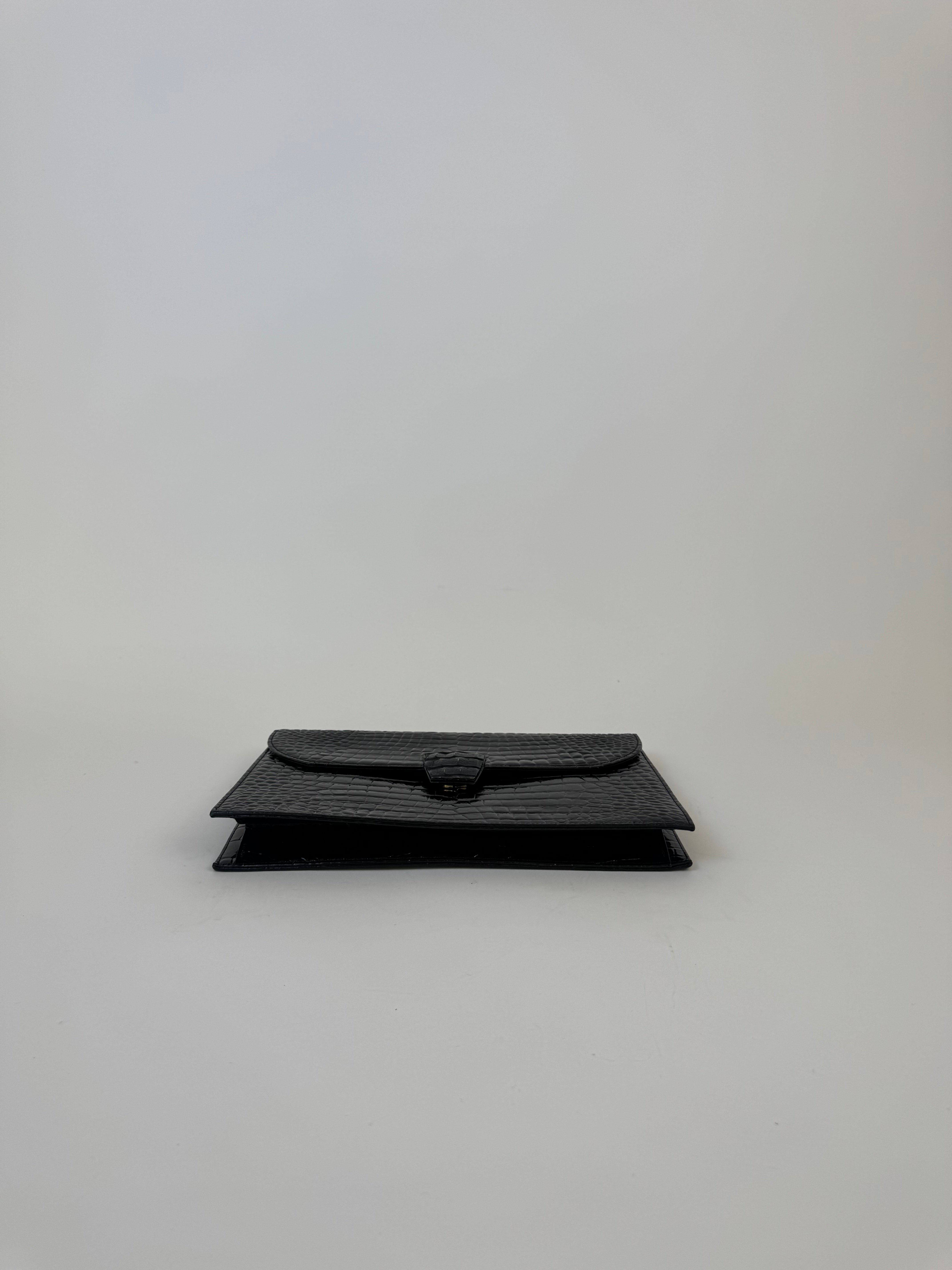 YSL Croc Embossed Clutch