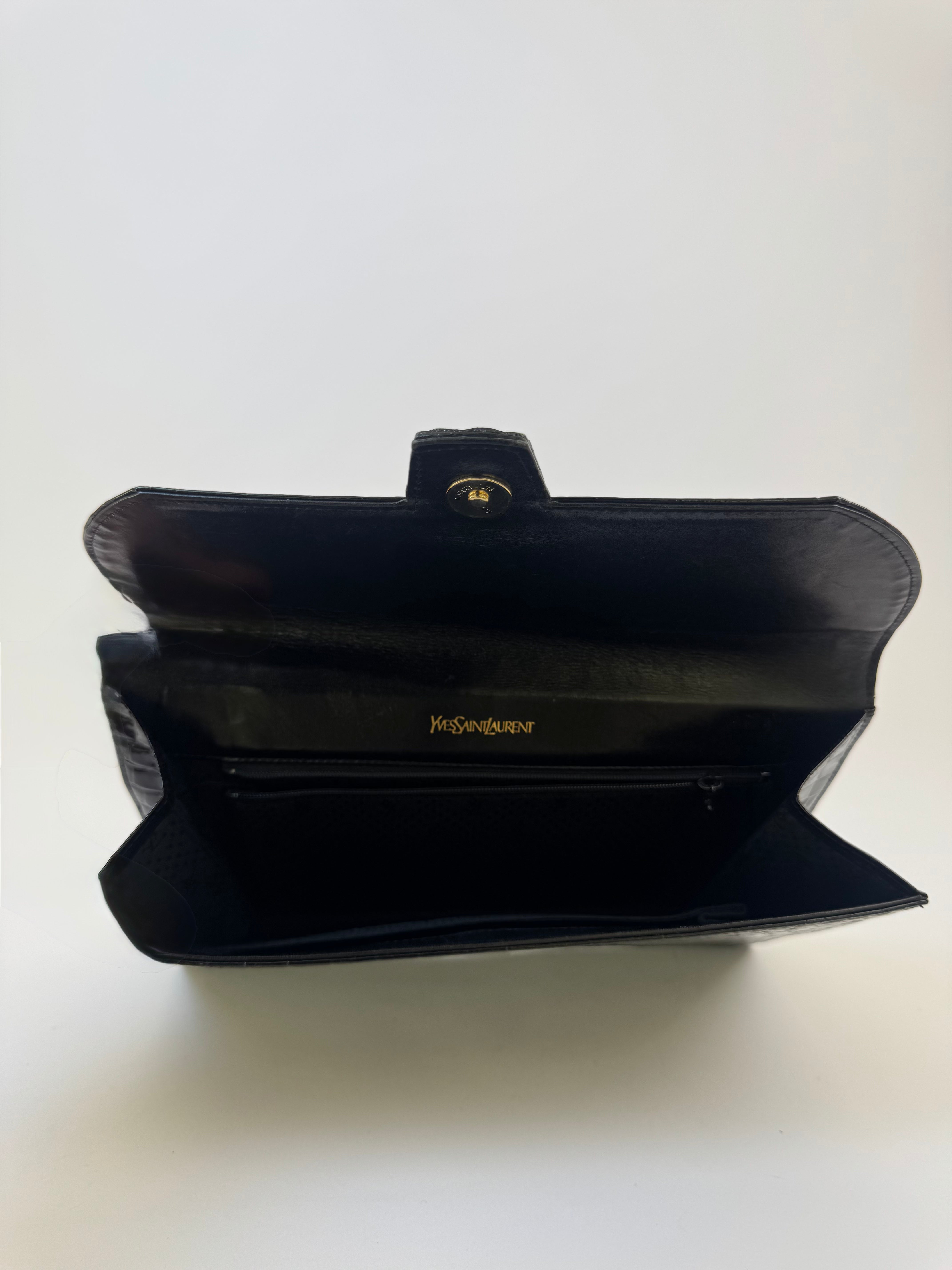 YSL Croc Embossed Clutch