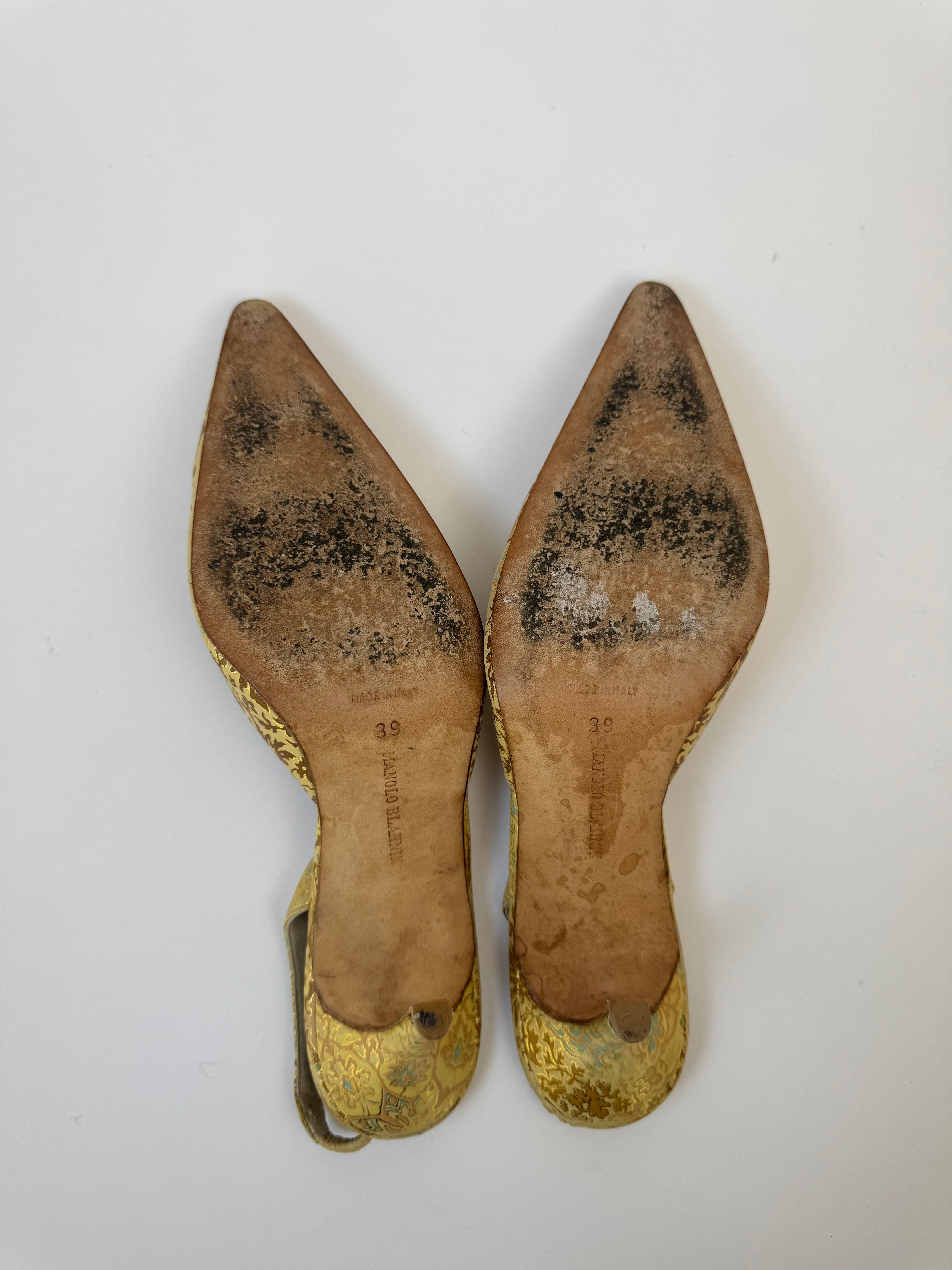 Manolo Blahnik Jacquard Slingbacks 39