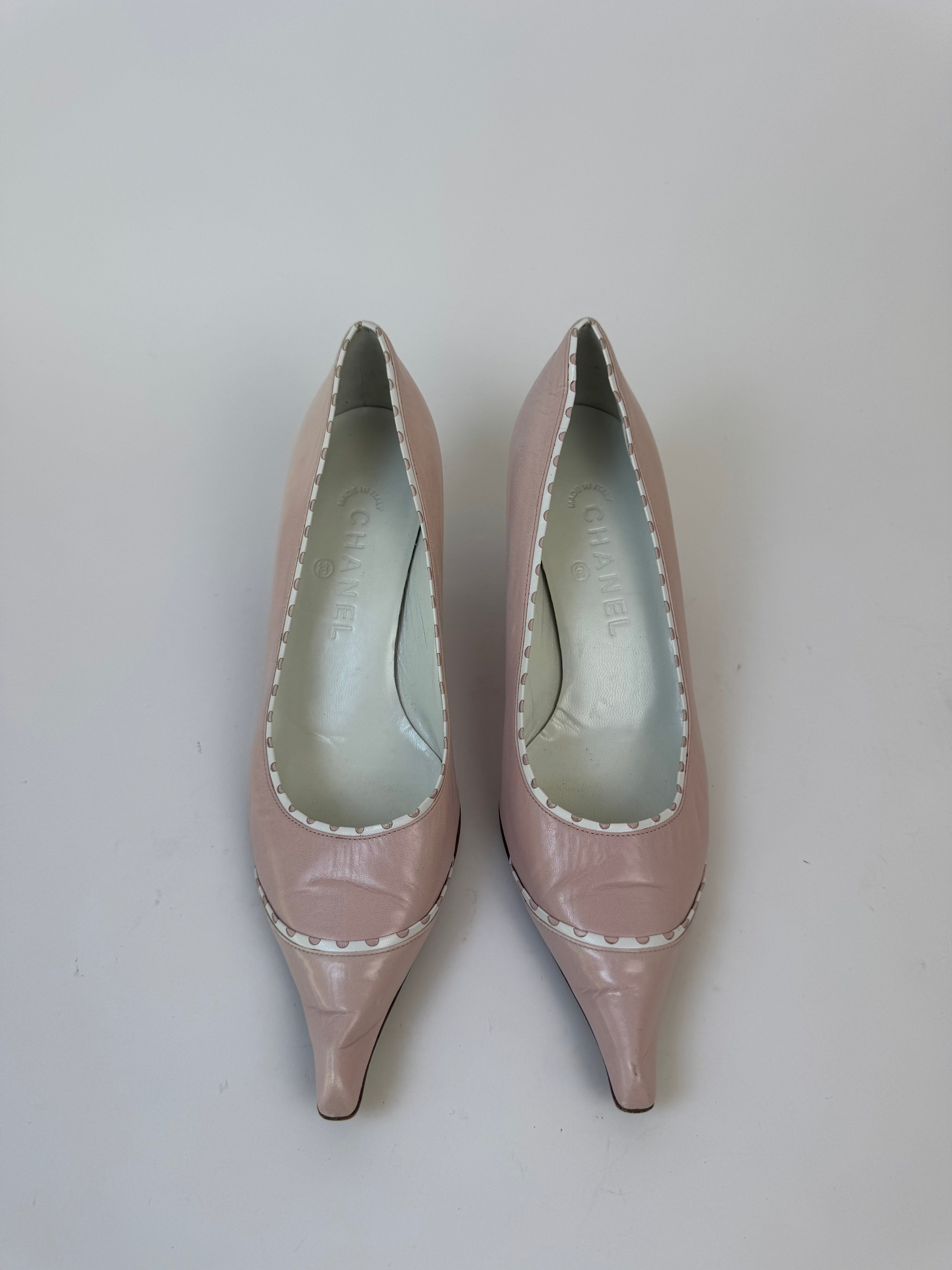 Chanel Pink Leather Pumps 38