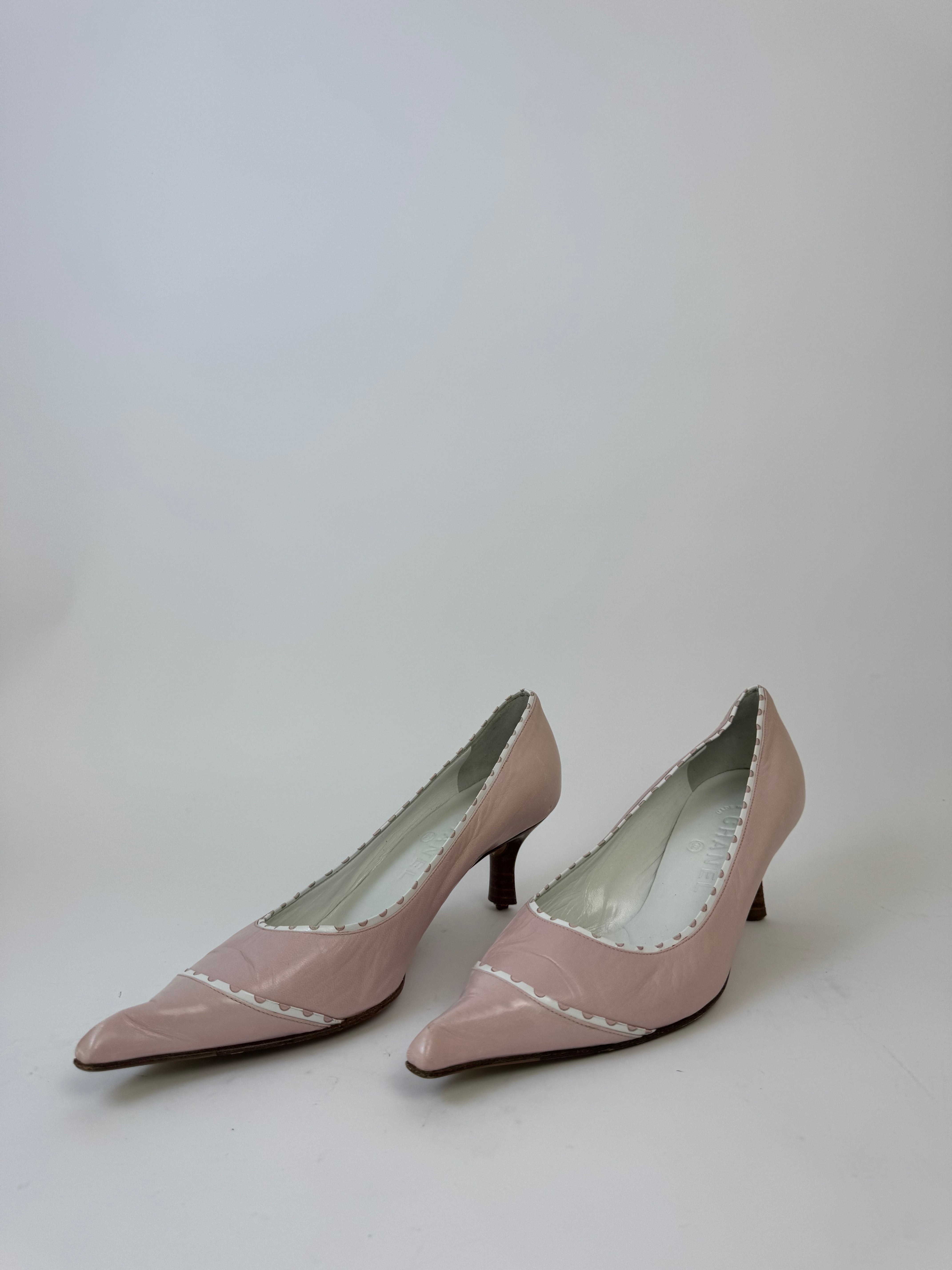 Chanel Pink Leather Pumps 38