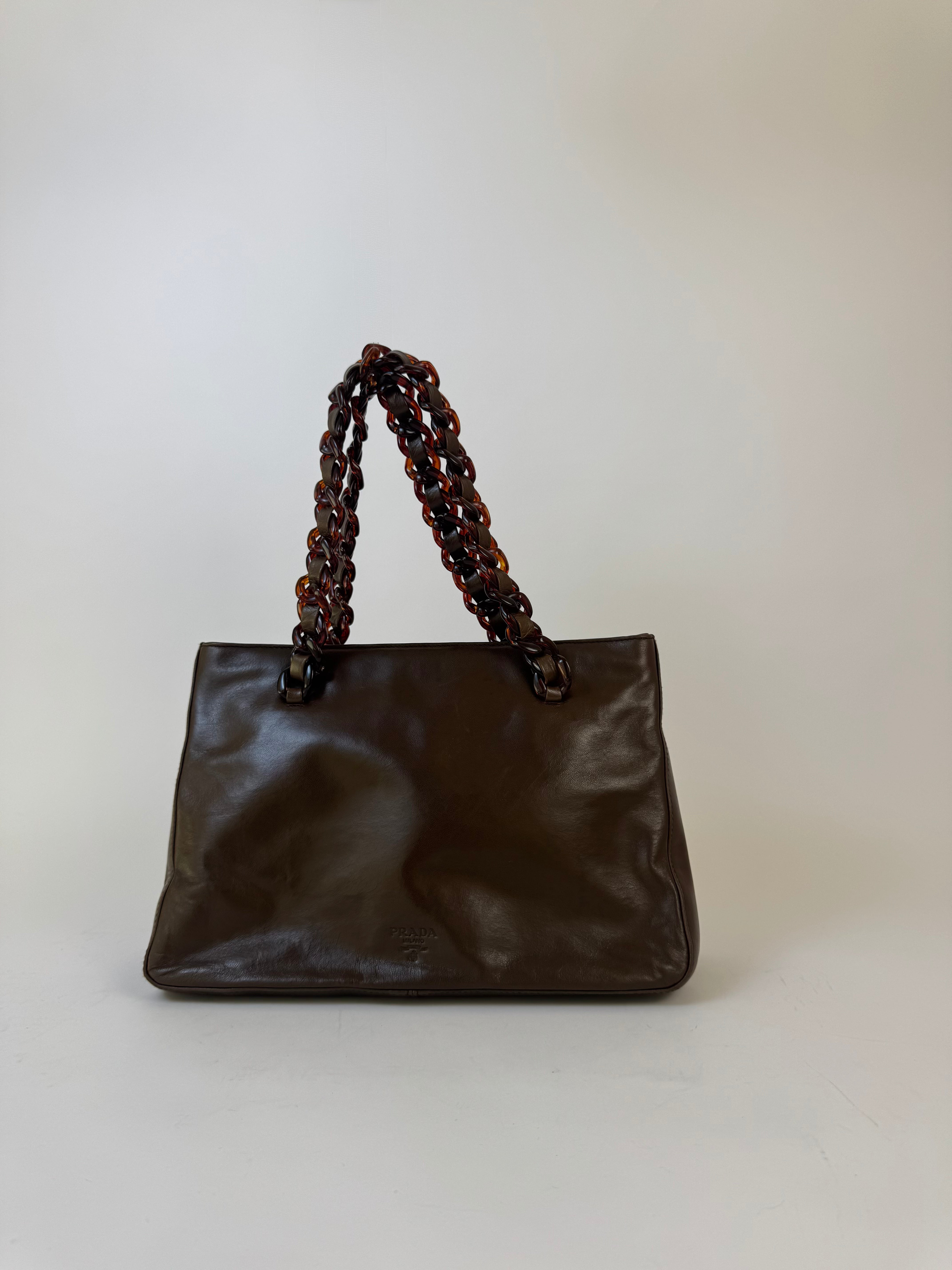 Prada Brown Leather Shoulder Bag