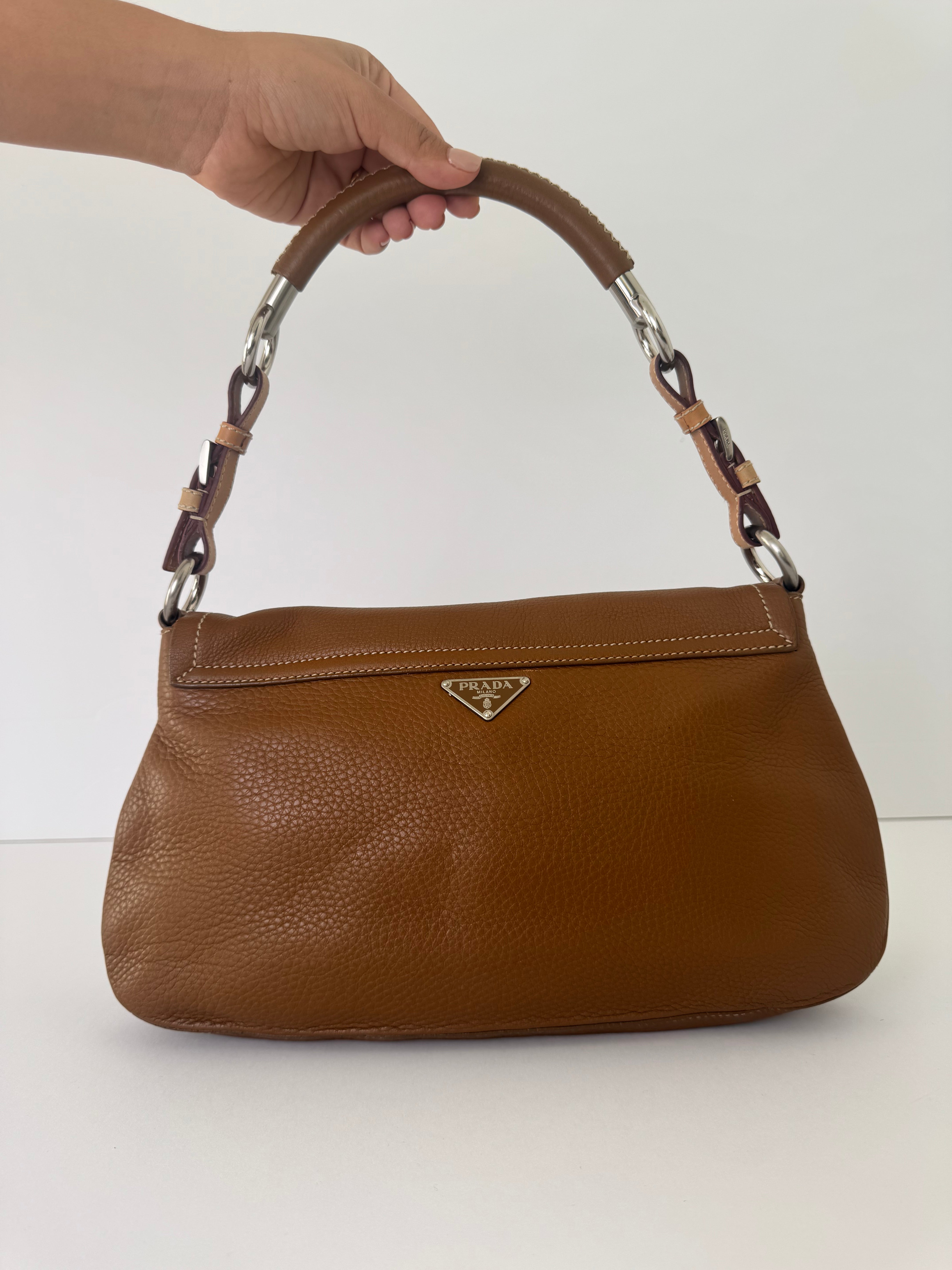 Prada Brown Leather Shoulder Bag