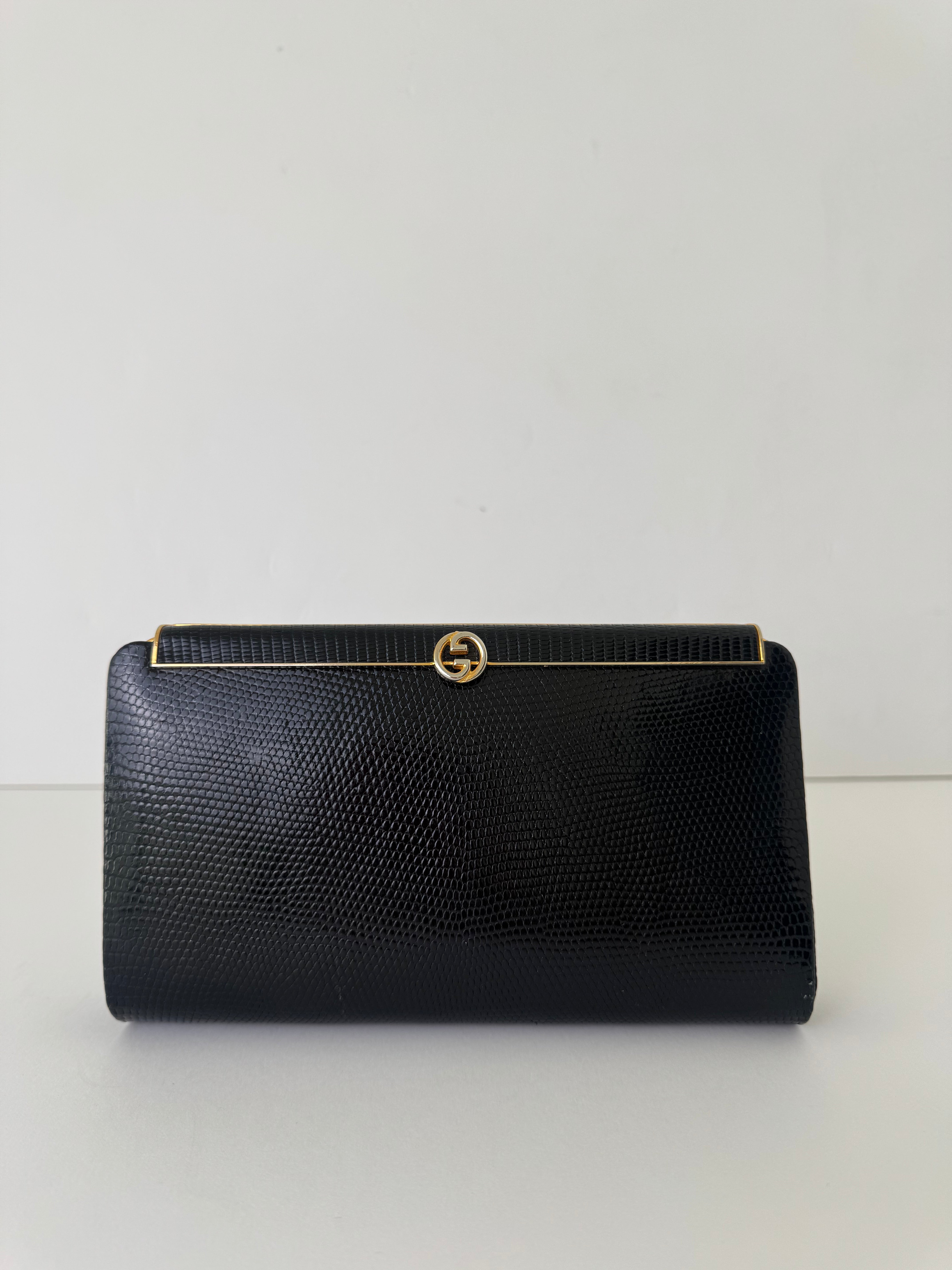 Gucci Black Lizard Clutch