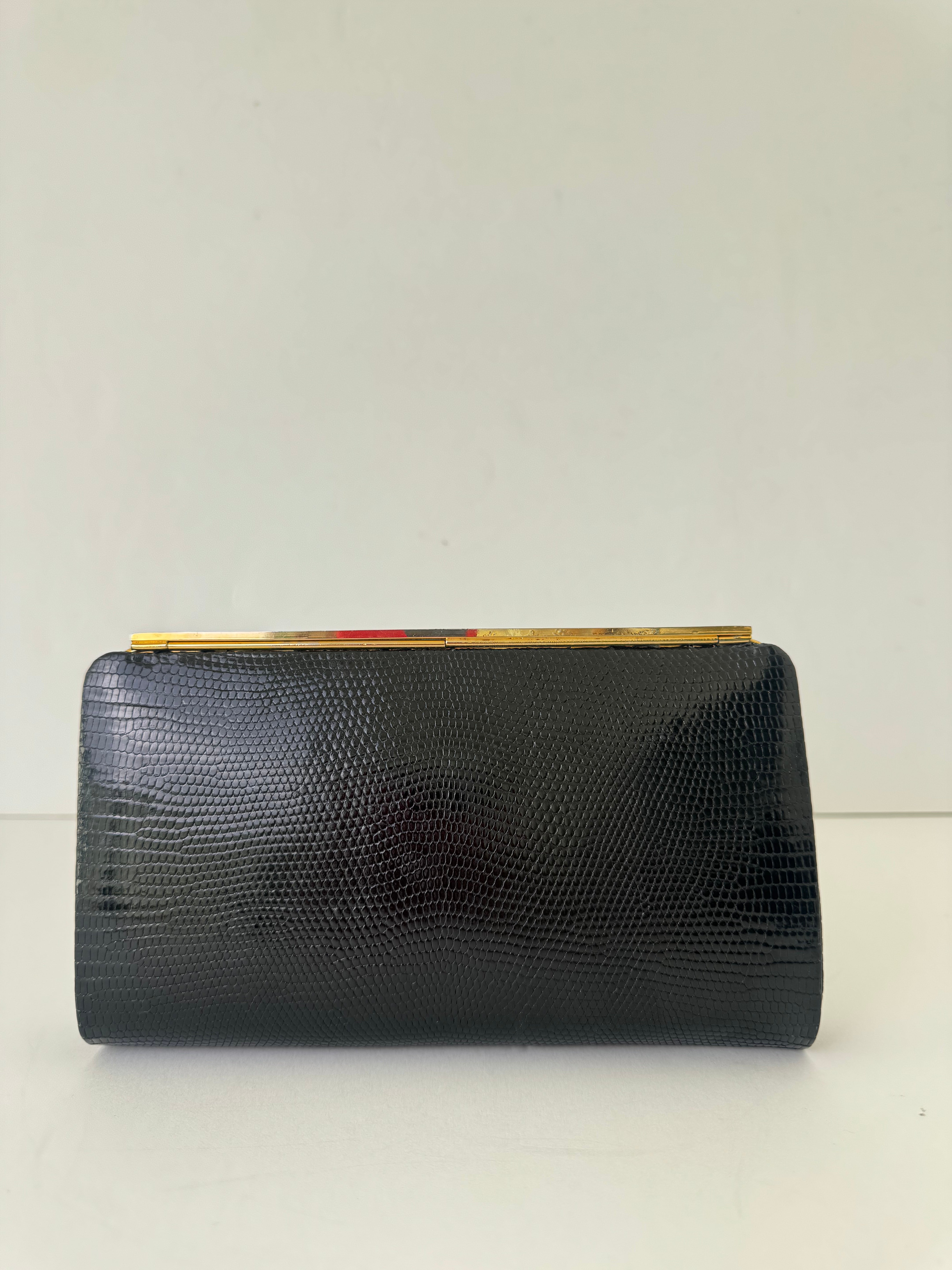 Gucci Black Lizard Clutch