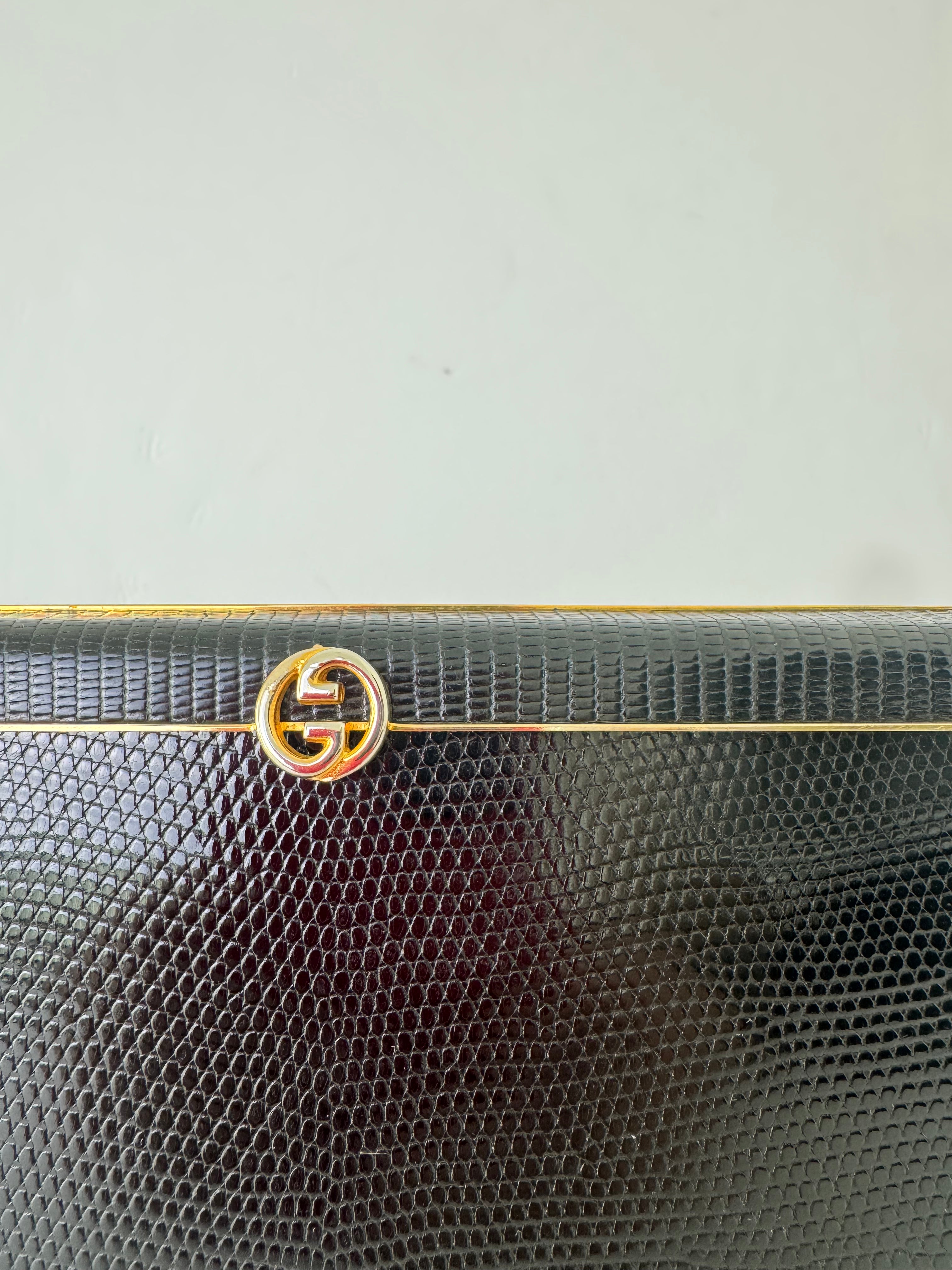 Gucci Black Lizard Clutch