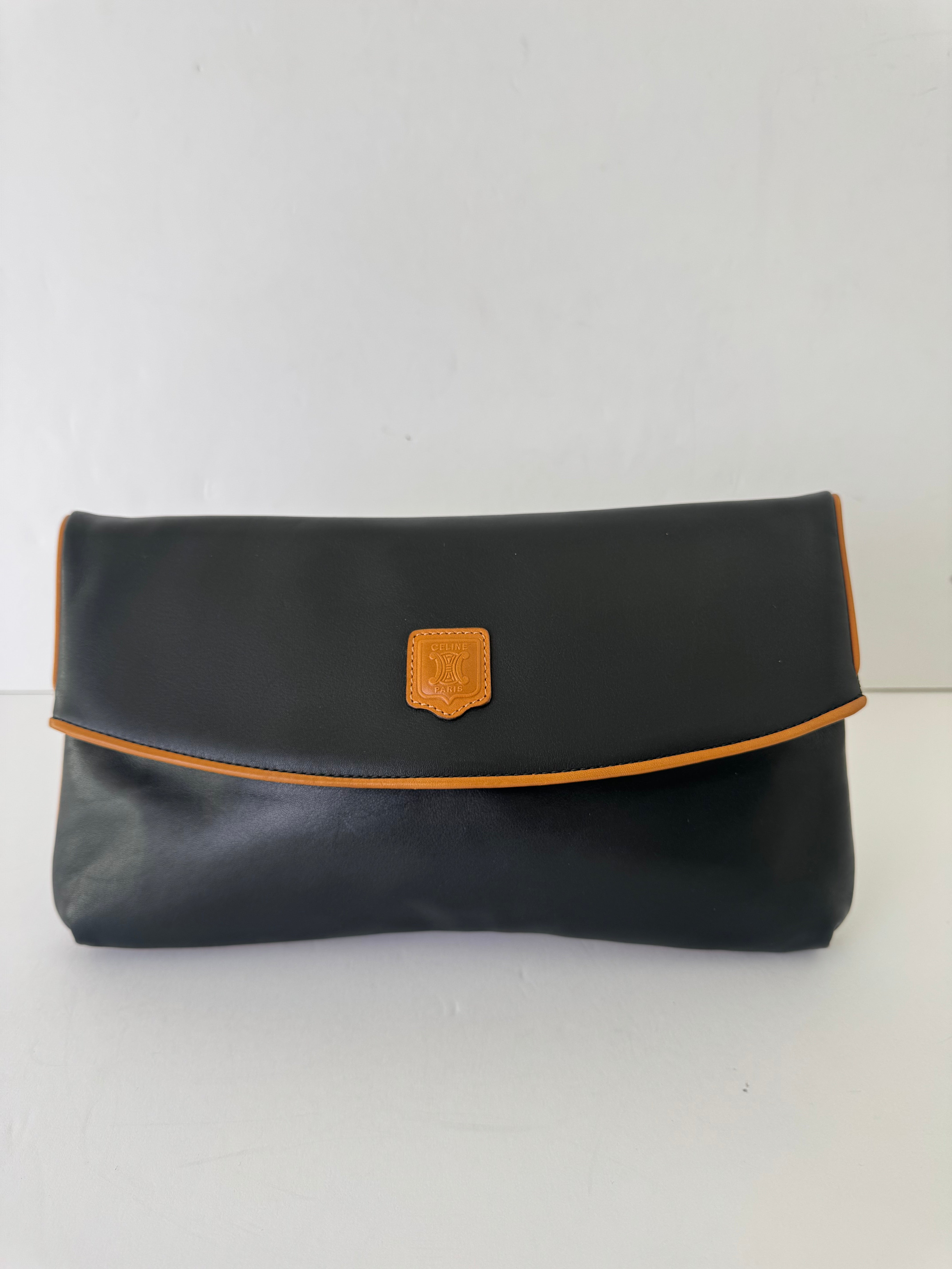 Celine Black Triomphe Clutch