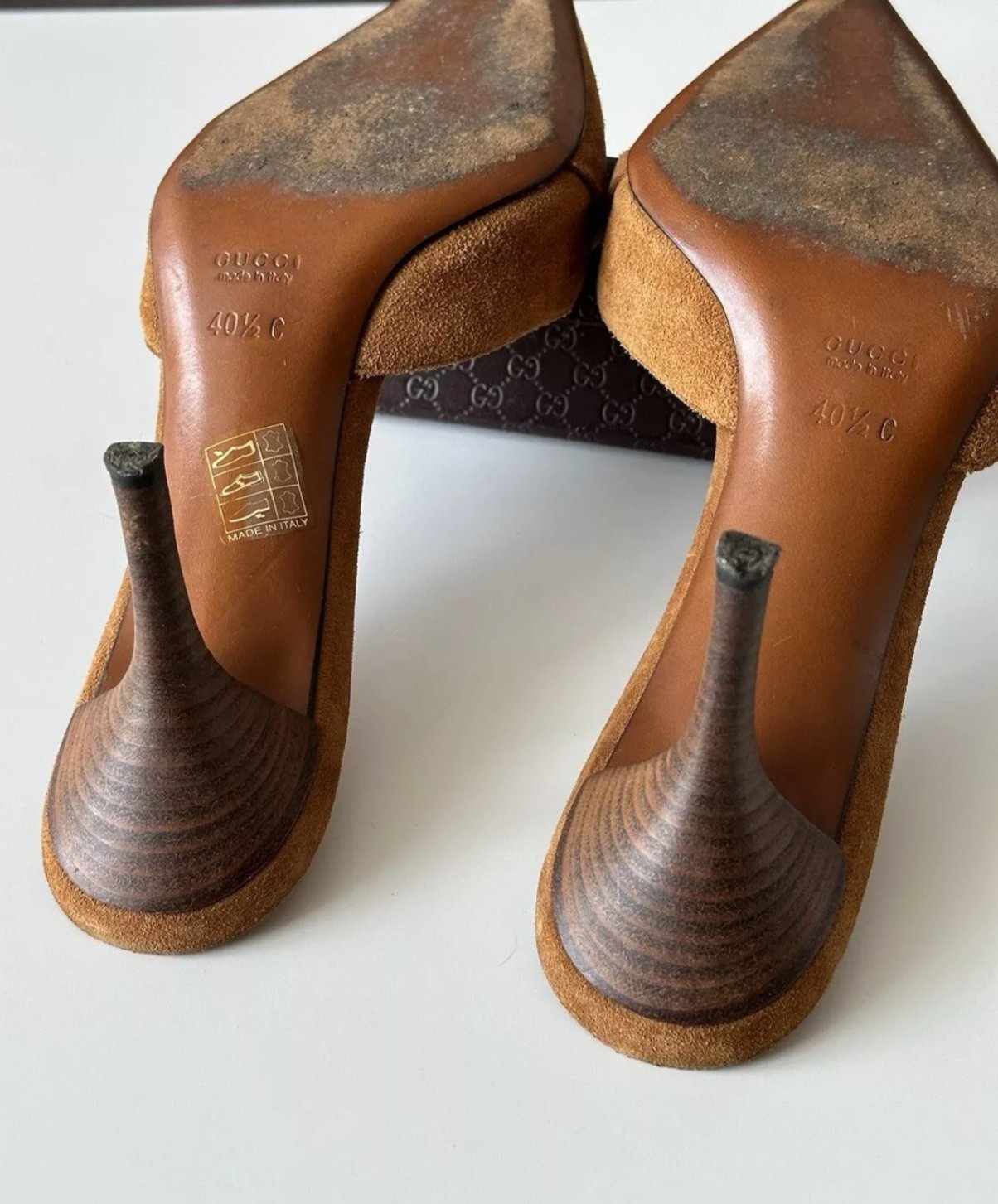 Gucci Brown Suede Bamboo Mules 40.5