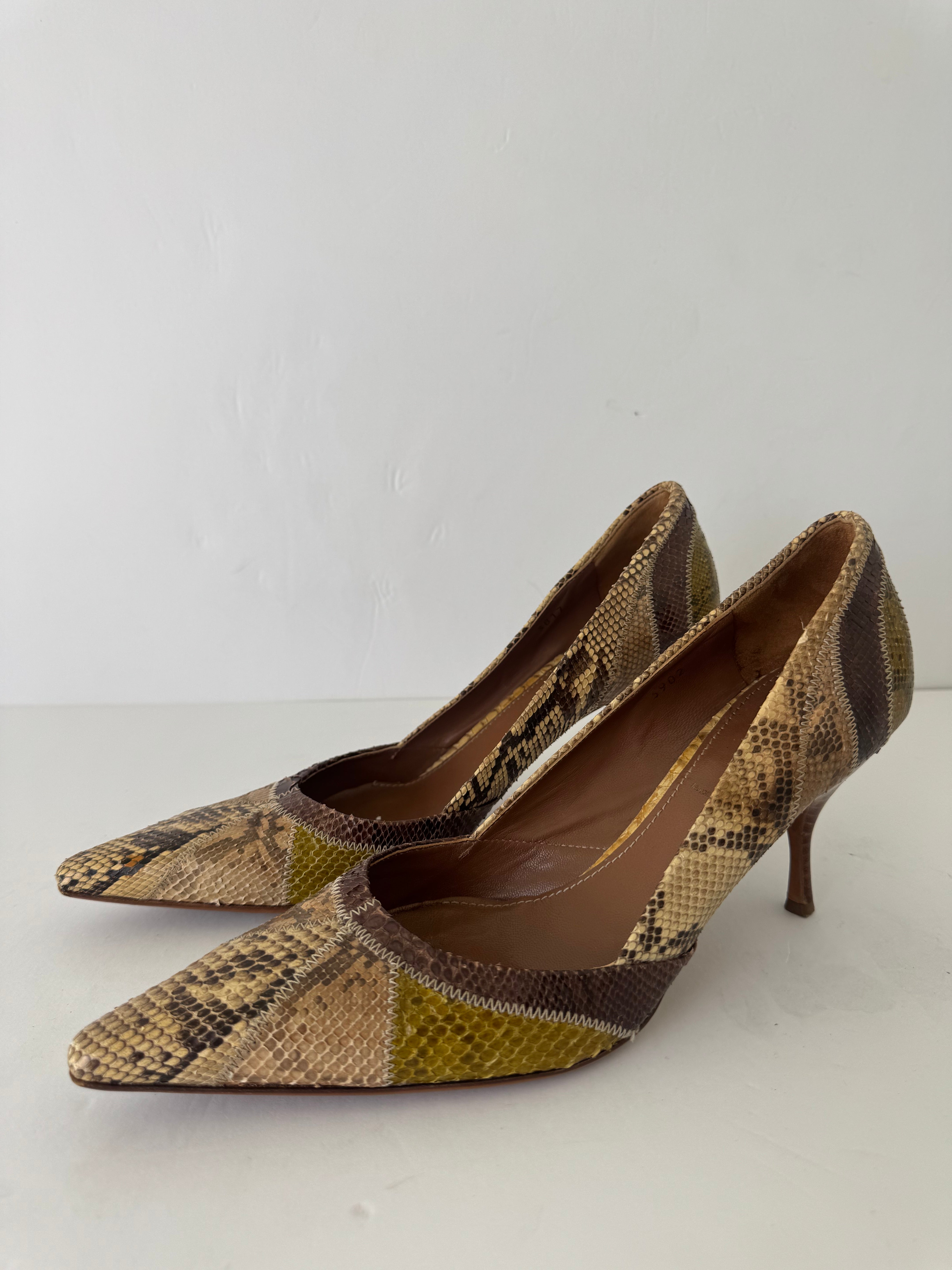 Prada Snakeskin Embossed Pumps 38