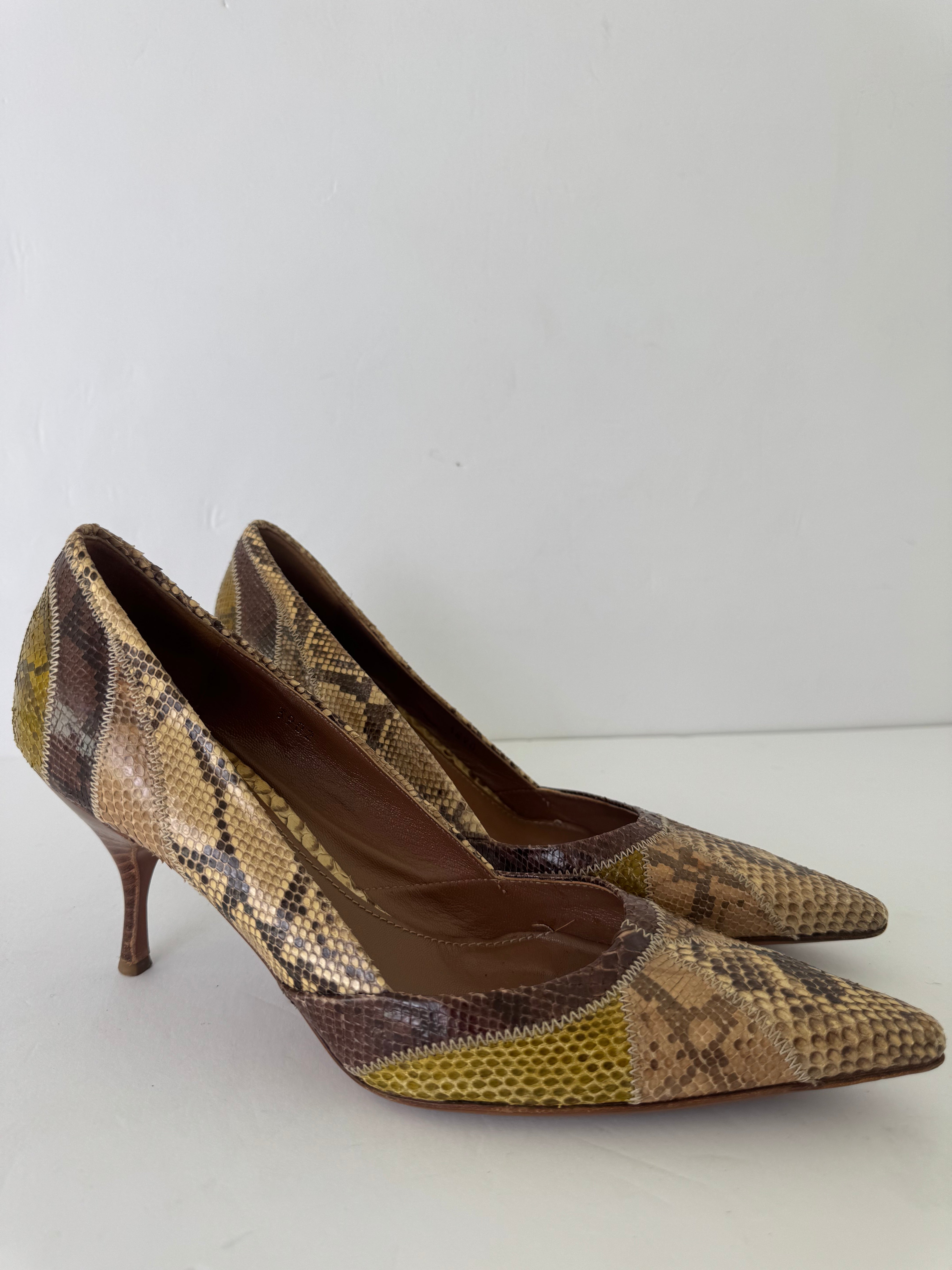 Prada Snakeskin Embossed Pumps 38
