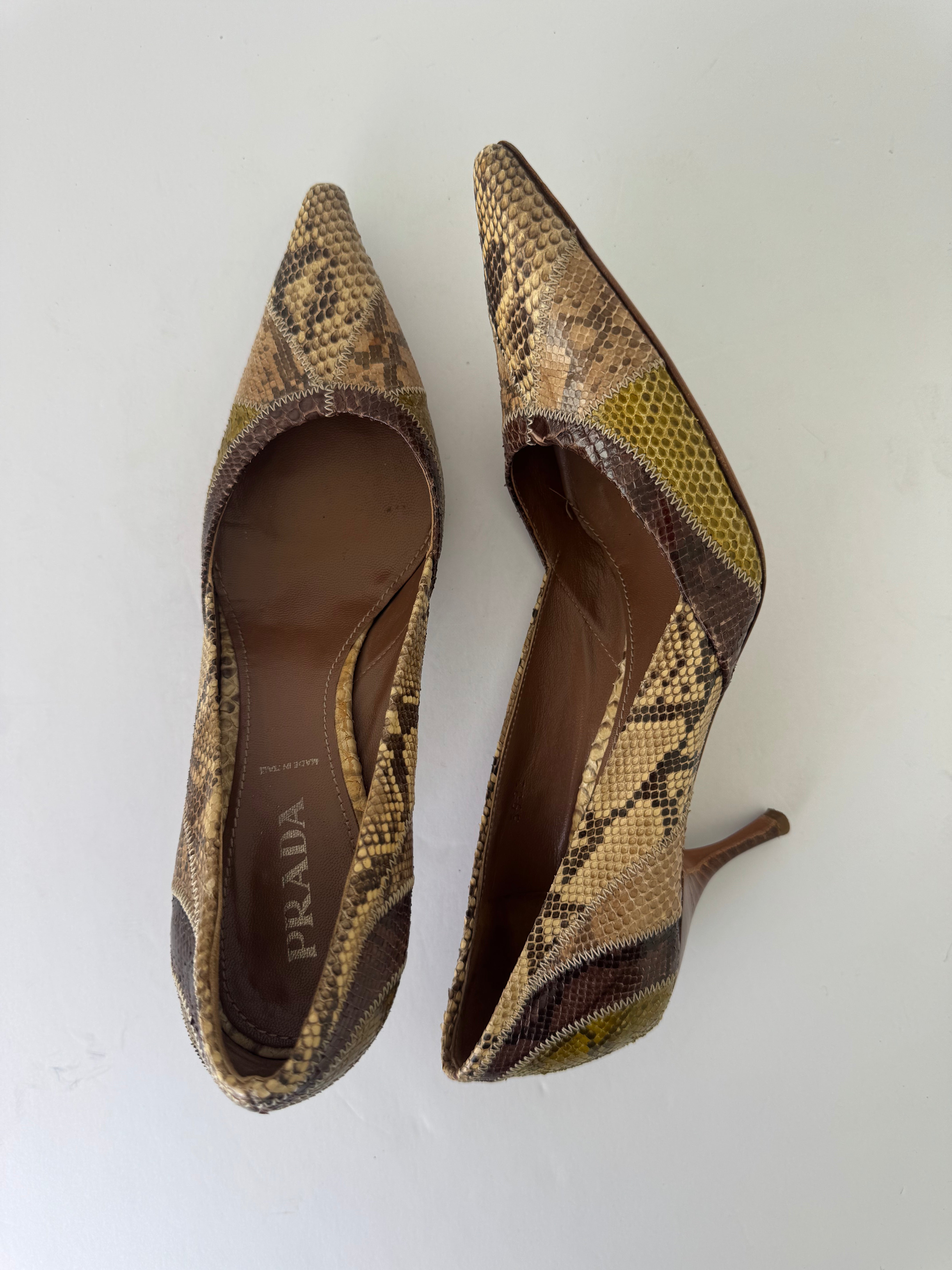 Prada Snakeskin Embossed Pumps 38
