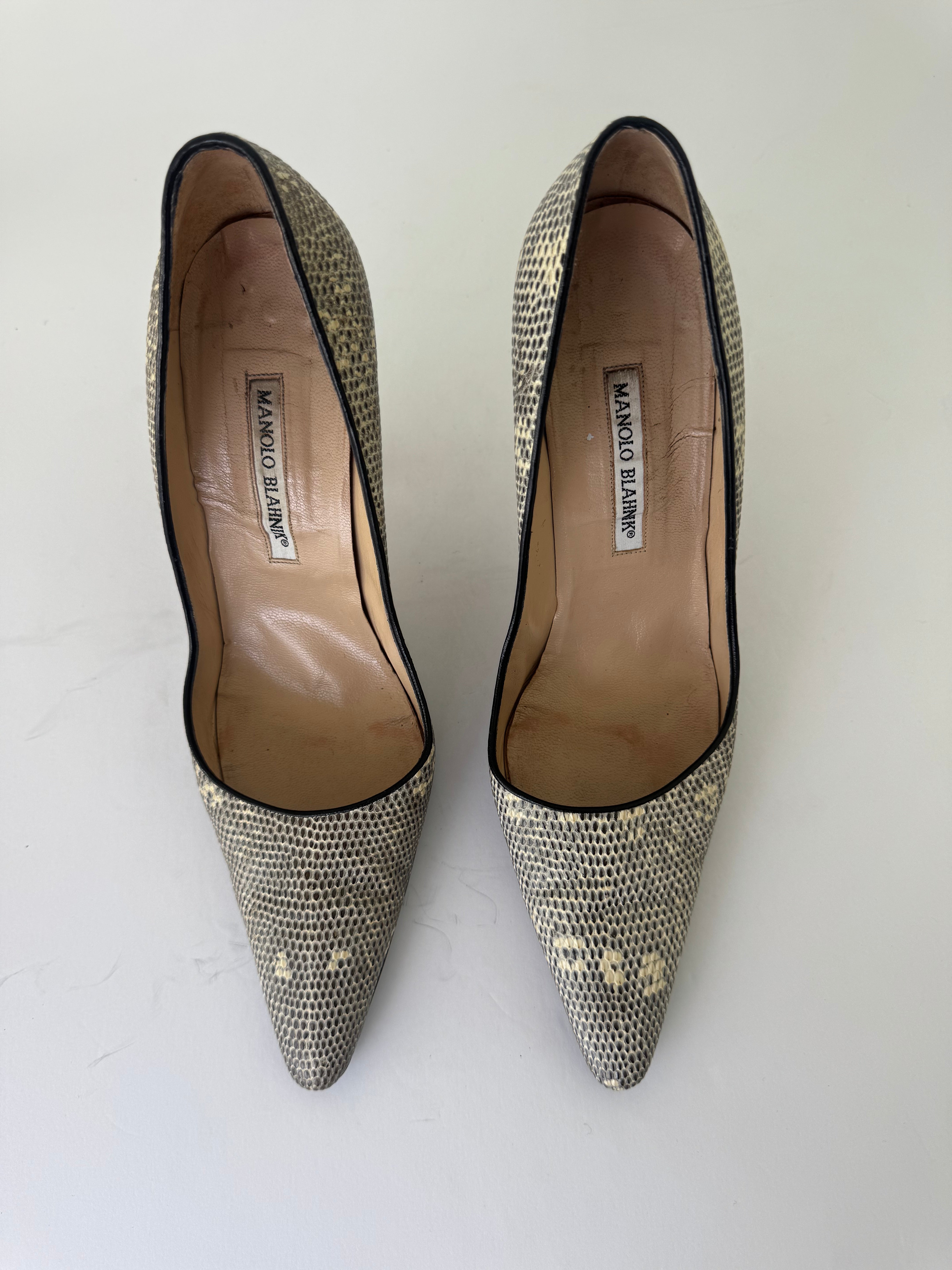 Manolo Blahnik Lizard Embossed Heels 40.5