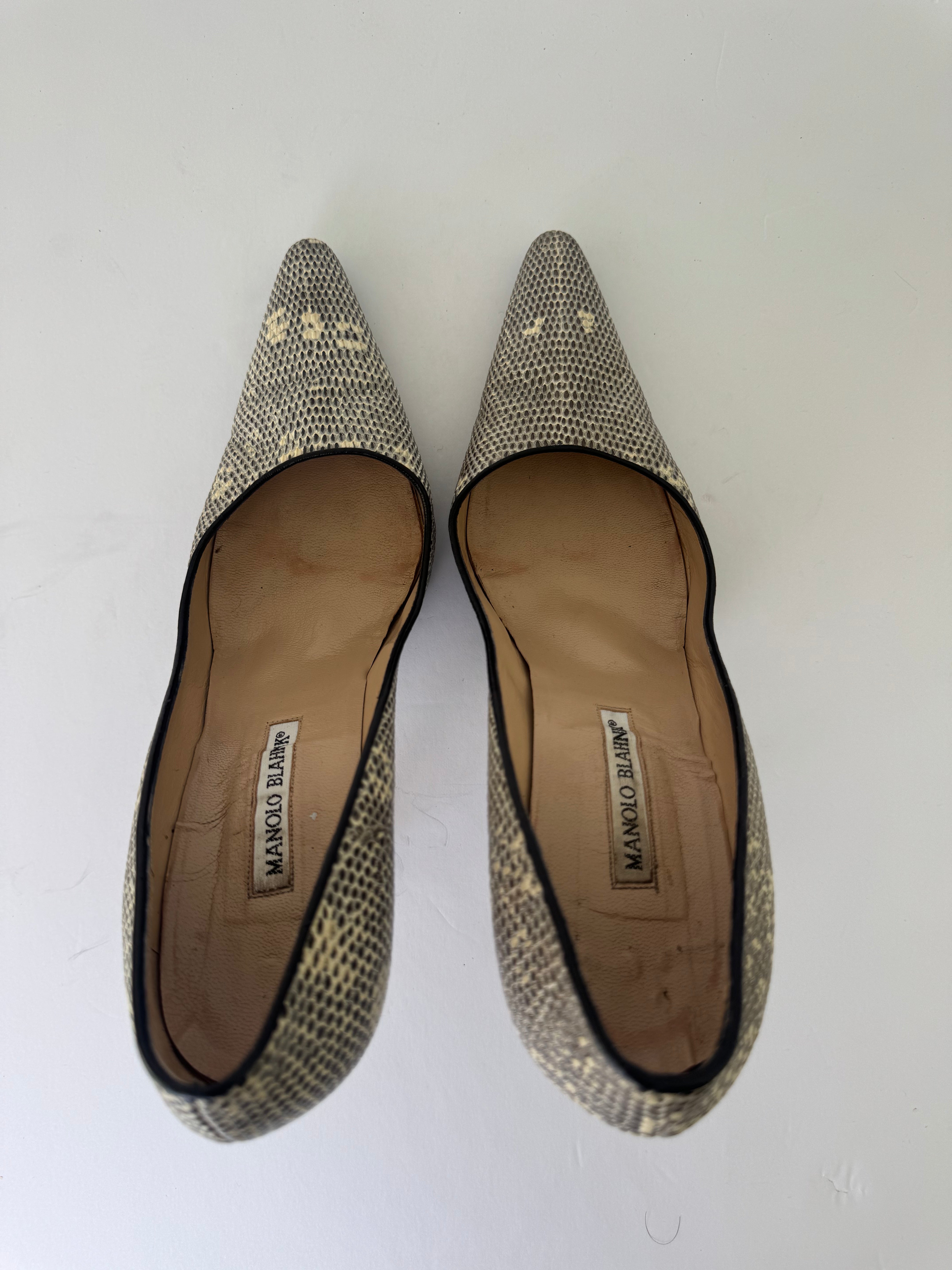 Manolo Blahnik Lizard Embossed Heels 40.5