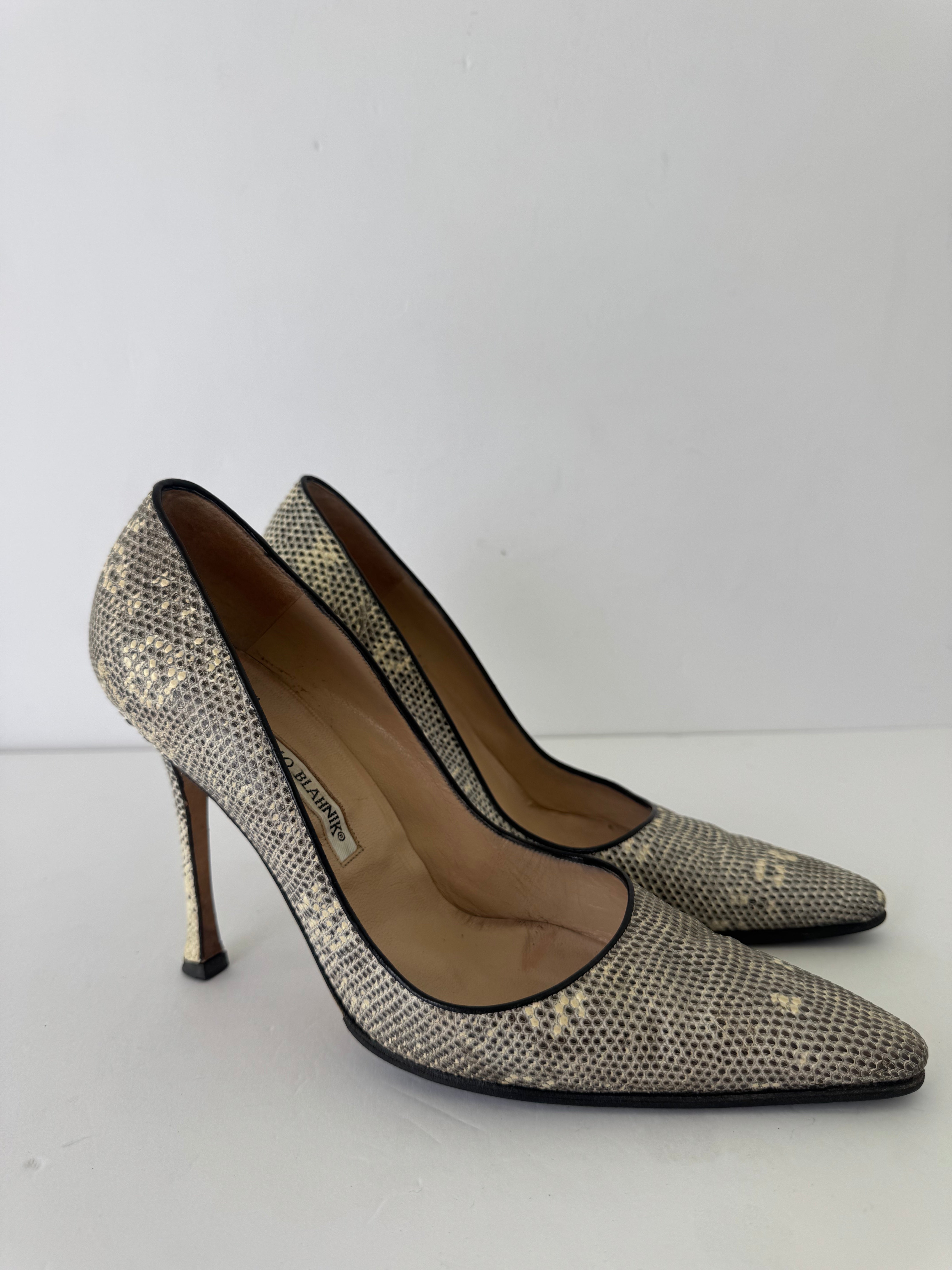 Manolo Blahnik Lizard Embossed Heels 40.5