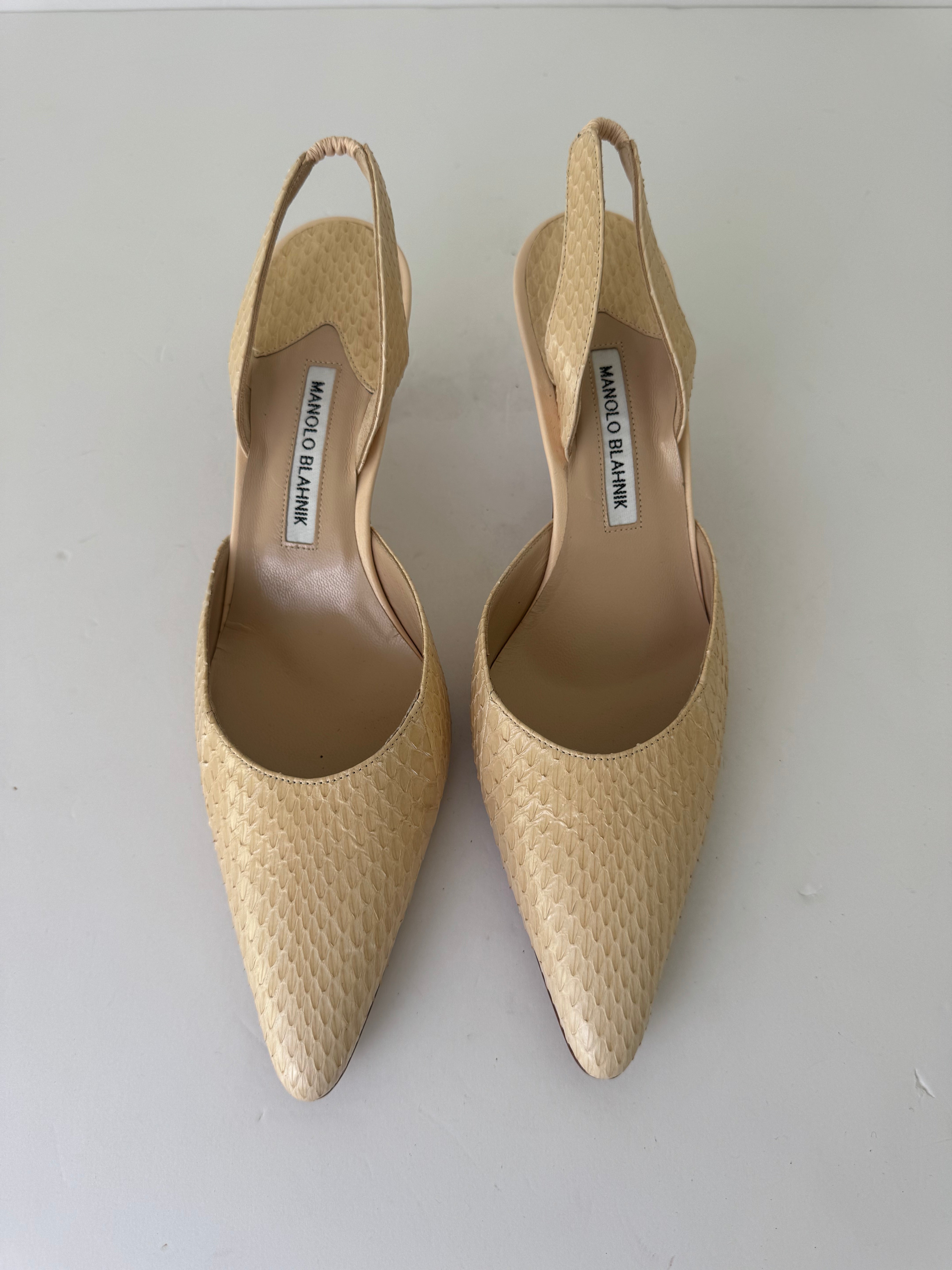 Manolo Blahnik Vintage Croc Slingbacks 41
