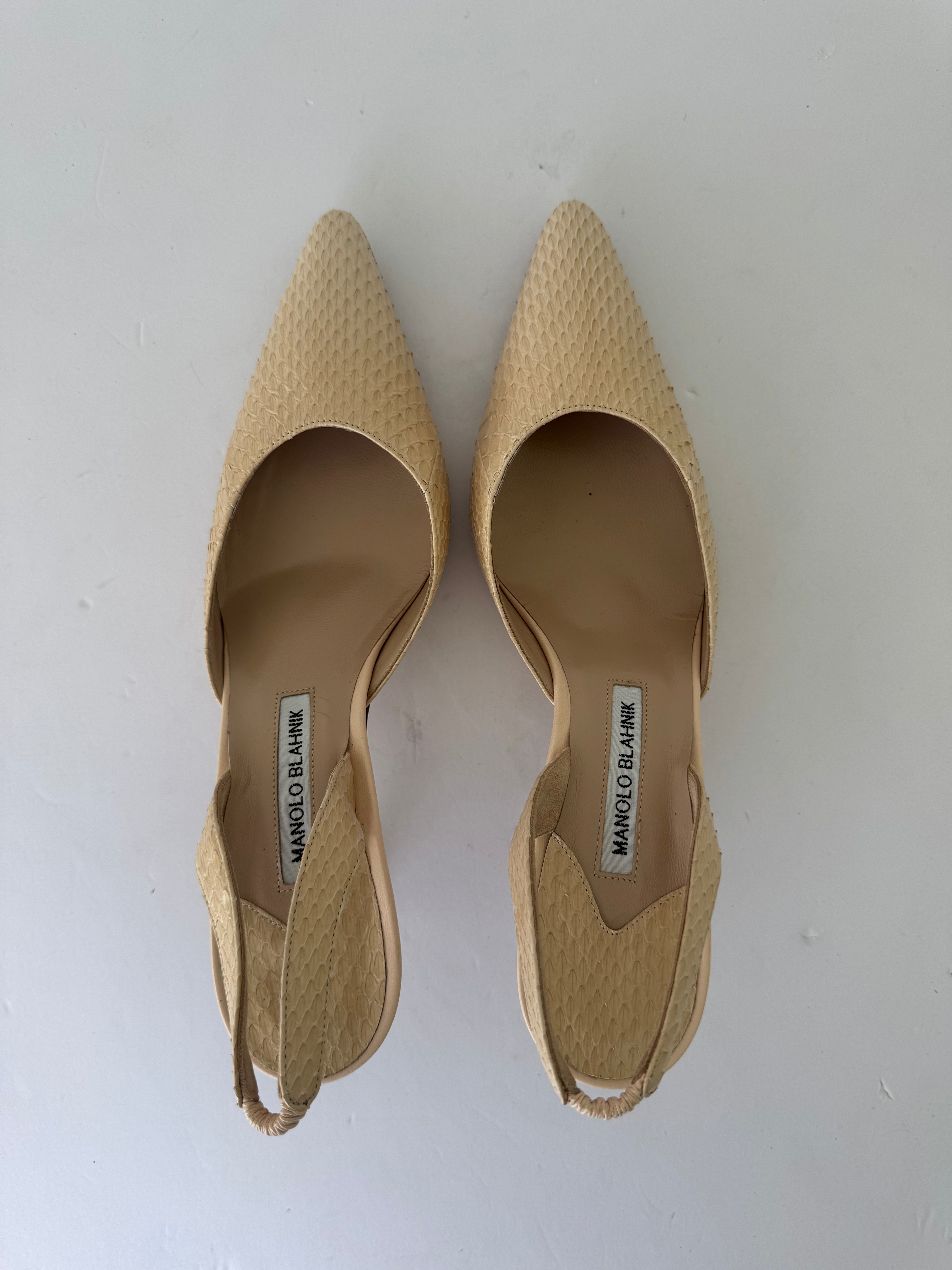 Manolo Blahnik Vintage Croc Slingbacks 41