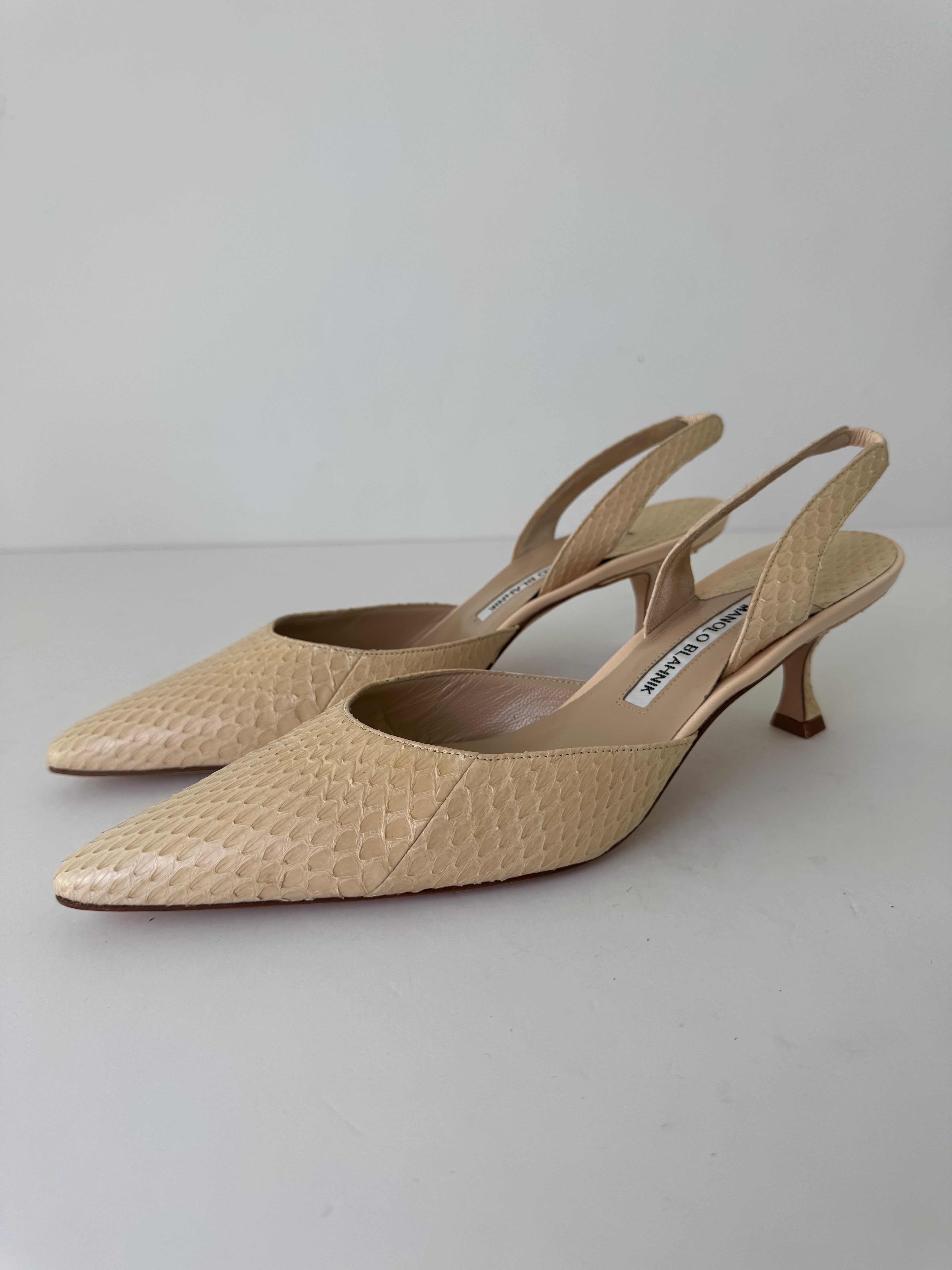 Manolo Blahnik Vintage Croc Slingbacks 41
