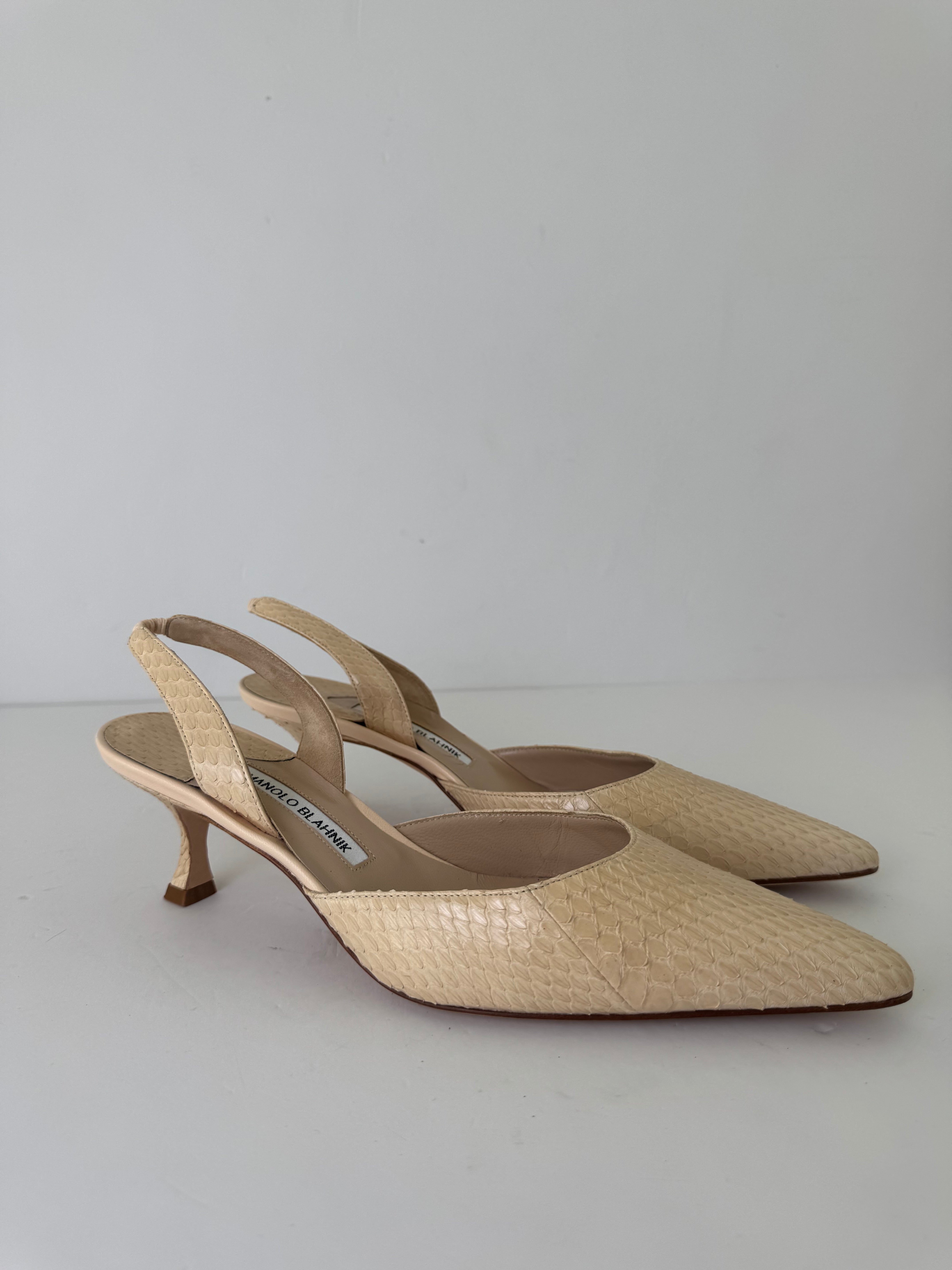 Manolo Blahnik Vintage Croc Slingbacks 41