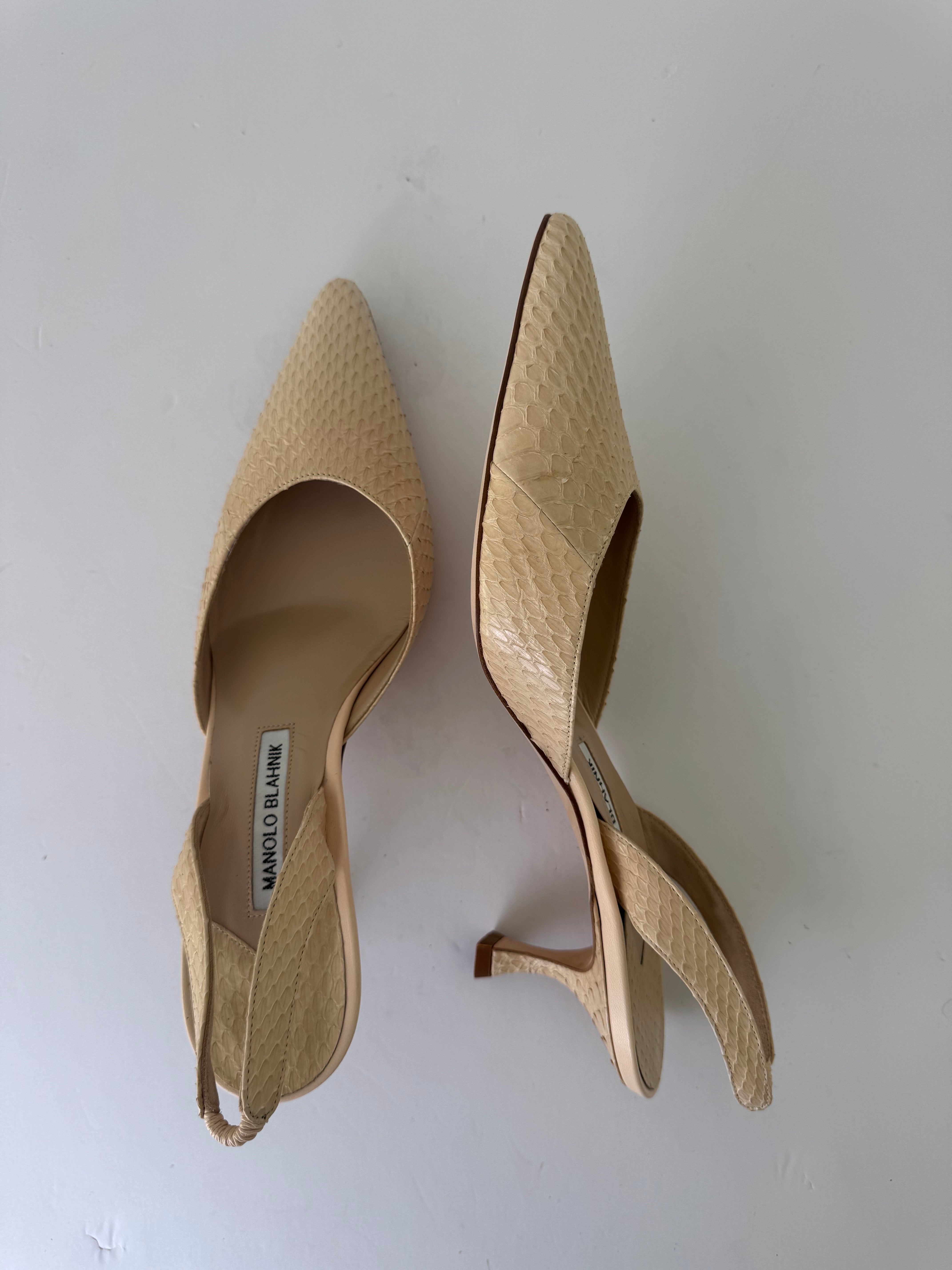 Manolo Blahnik Vintage Croc Slingbacks 41