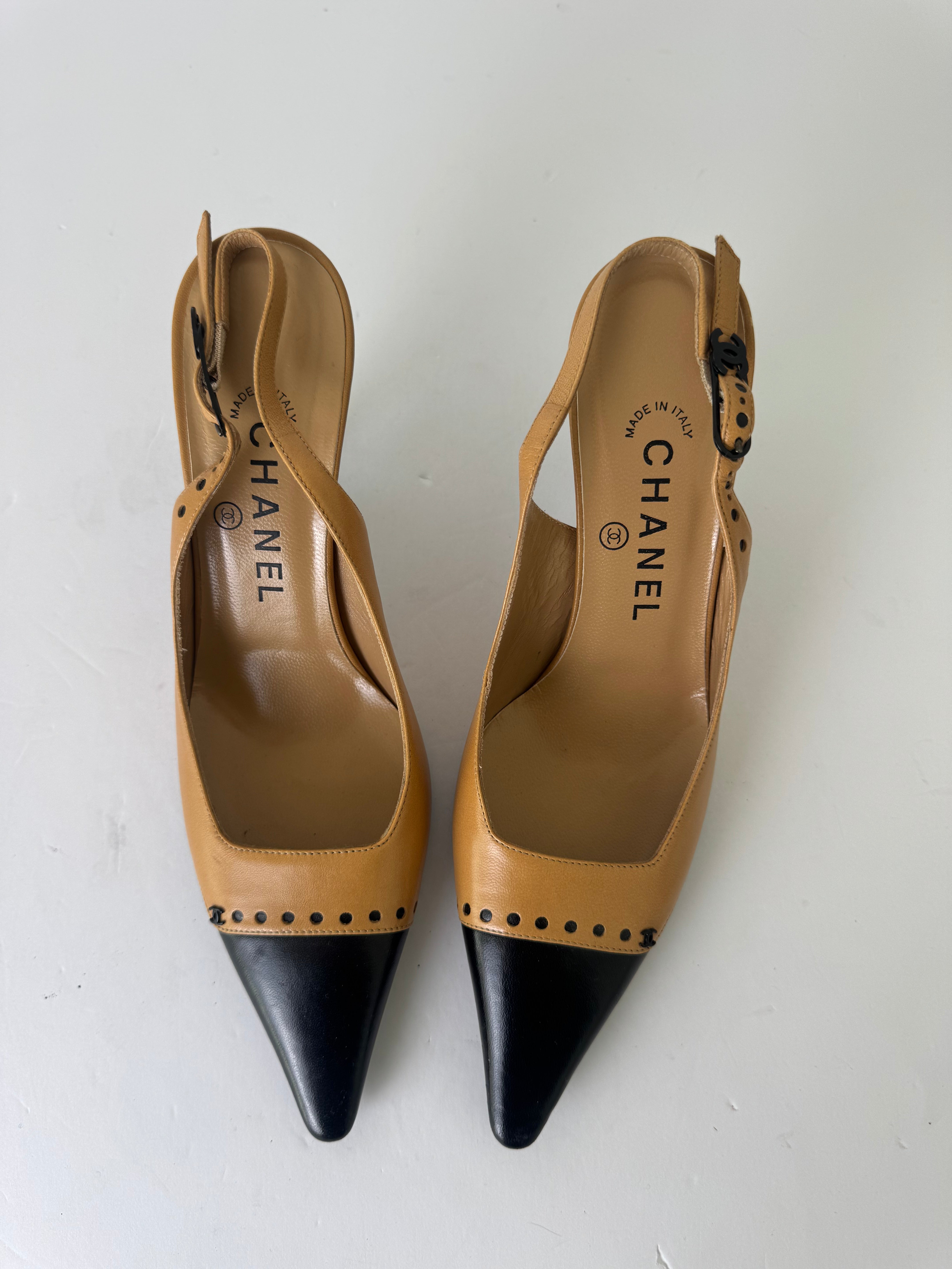 Chanel Vintage CC Slingbacks 37